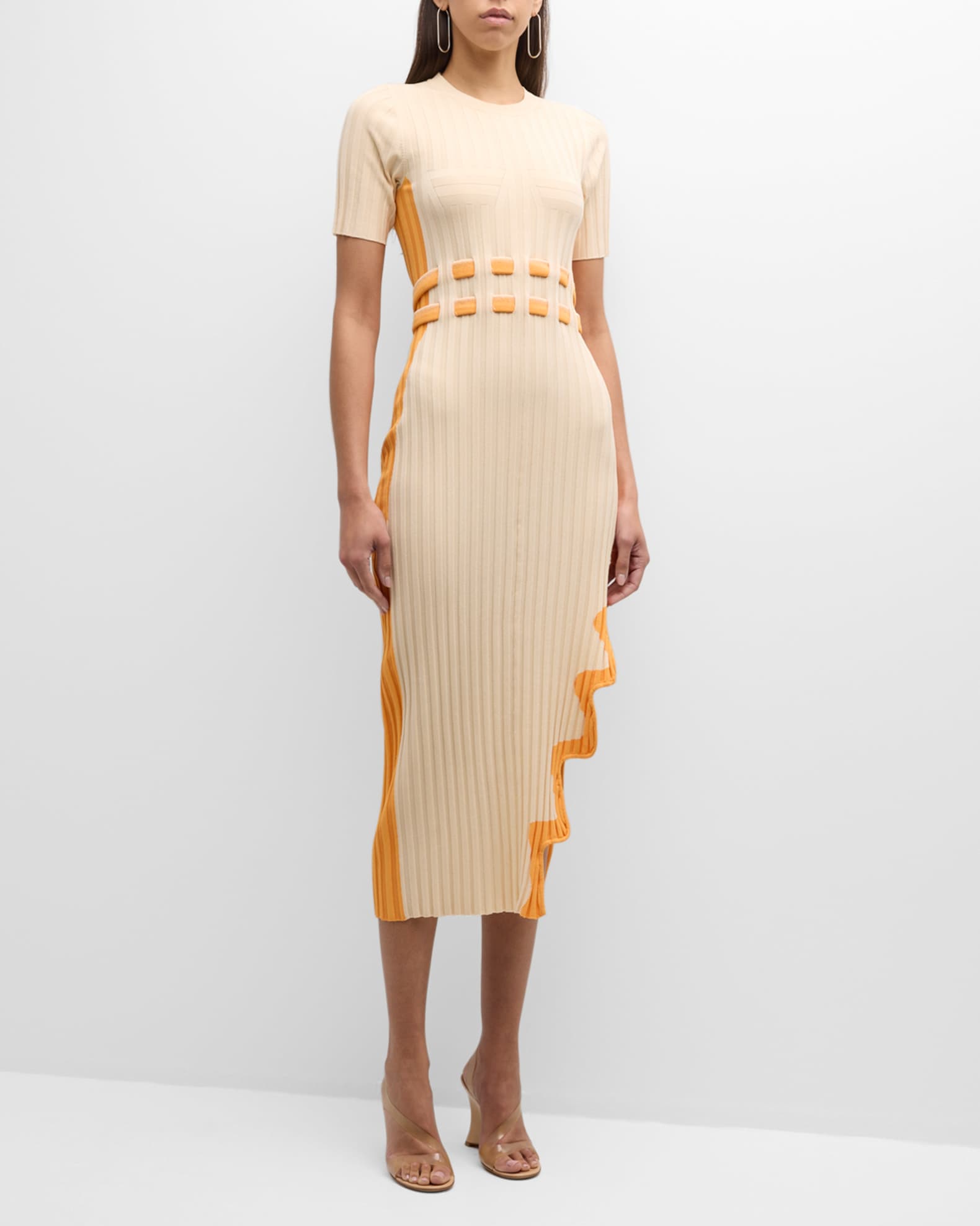 PH5 Jodie Two-Tone Pleated Asymmetric Long Dress | Neiman Marcus