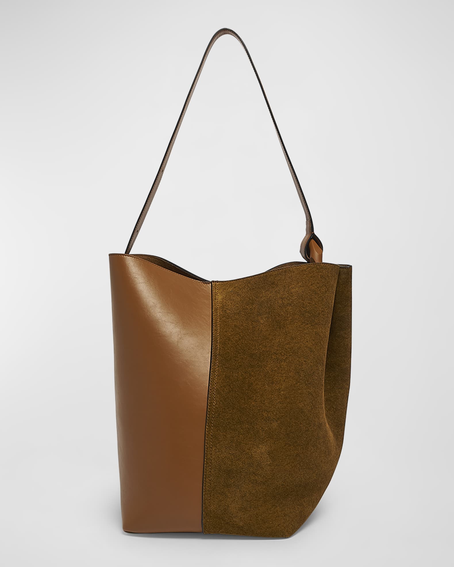 Corner Large Suede Leather Bucket Bag