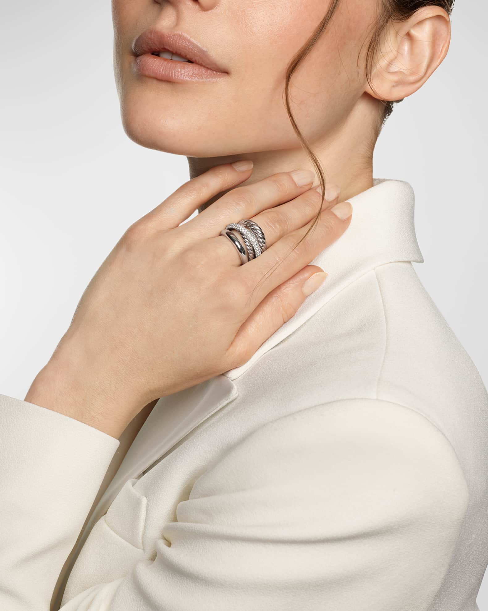 17.5mm Crossover Ring in Silver 1