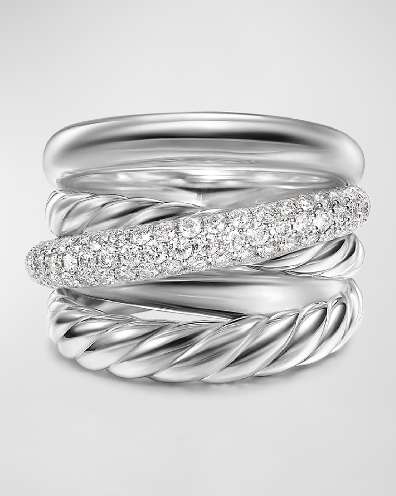 17.5mm Crossover Ring in Silver 0