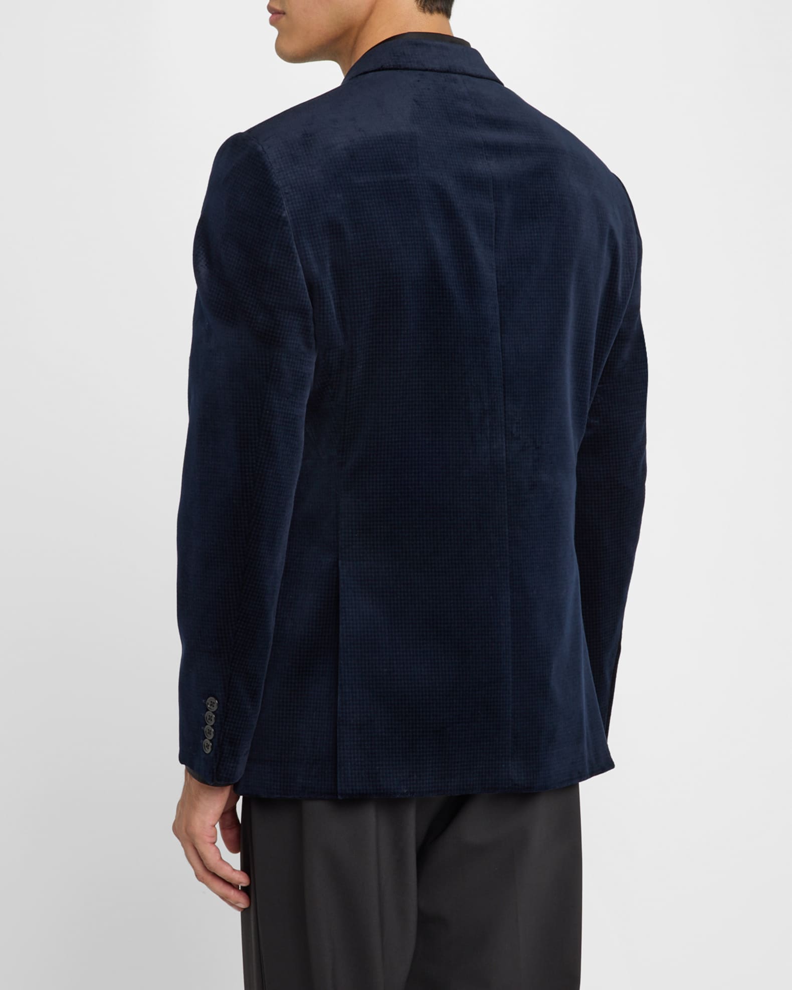 Emporio Armani Men's Mini-Check Printed Velvet Blazer