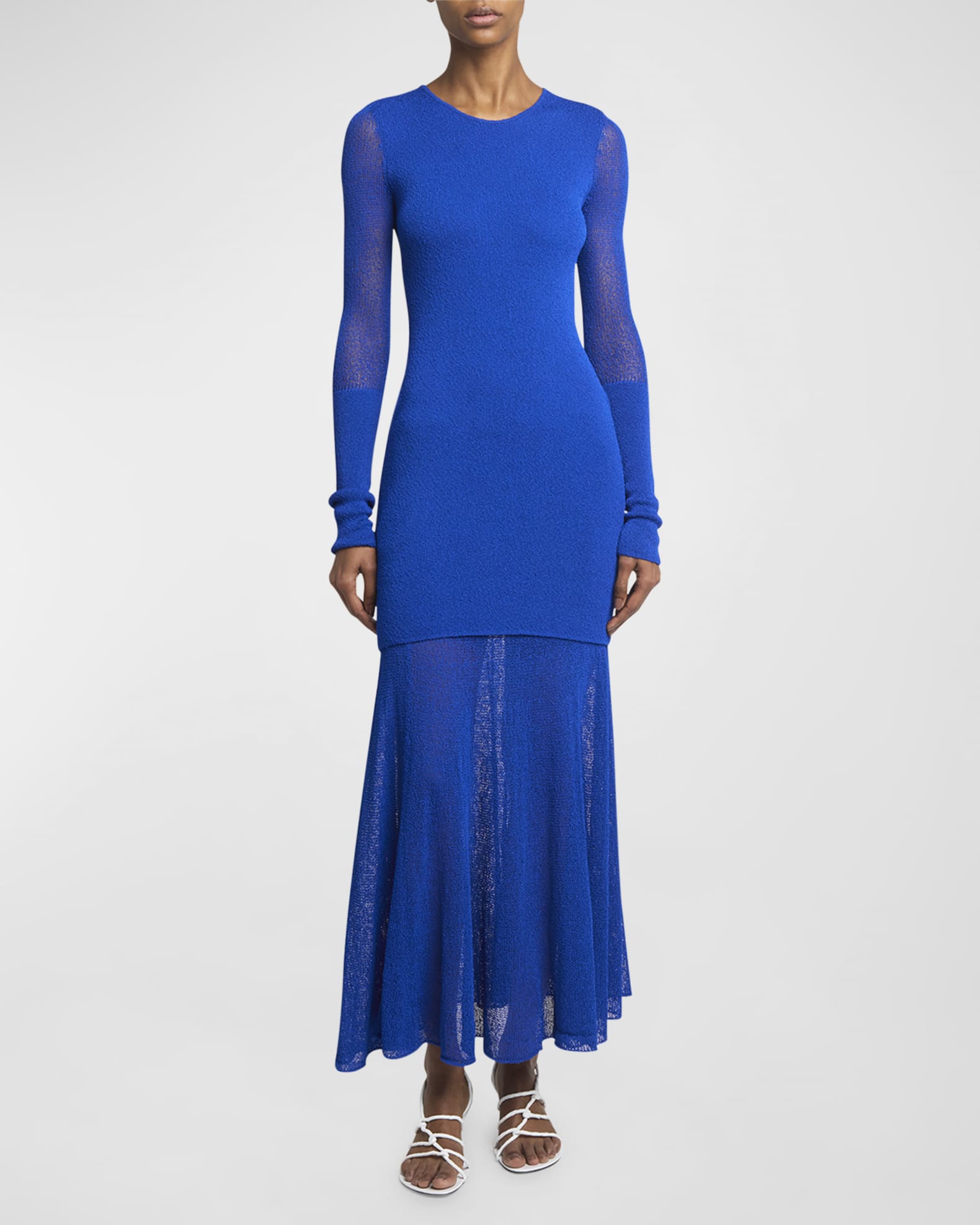 Anita Long-Sleeve Sheer Open-Knit Layered Maxi Dress 1