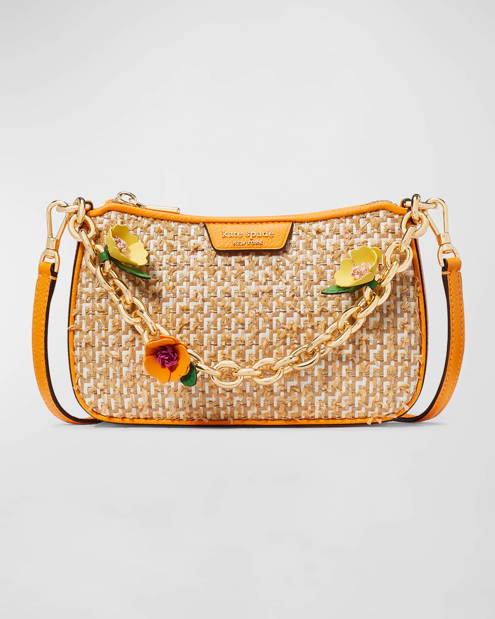 kate spade new york jolie tweed raffia shoulder bag