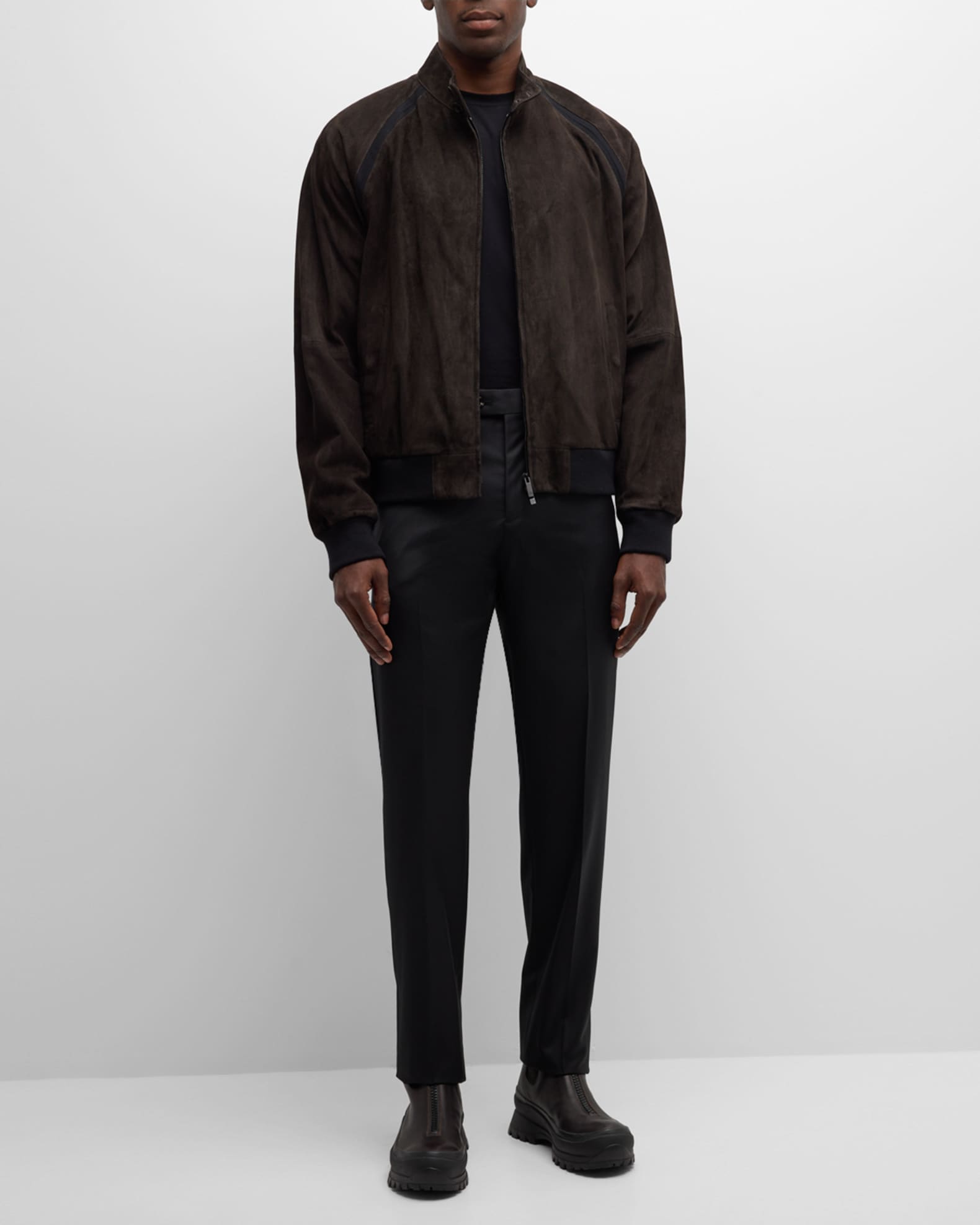 Men s Suede Full Zip Bomber Jacket