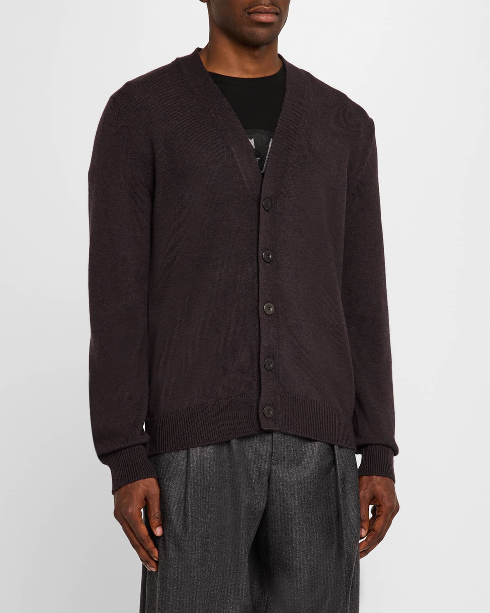 Men's Solid Wool Cardigan