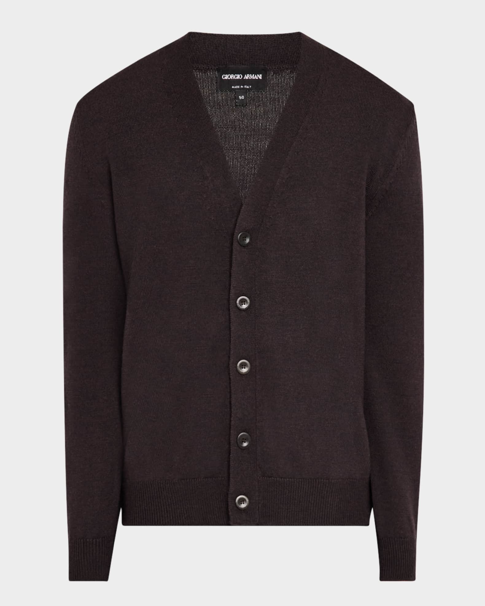 安価 Men's Solid Cardigan Wool トップス