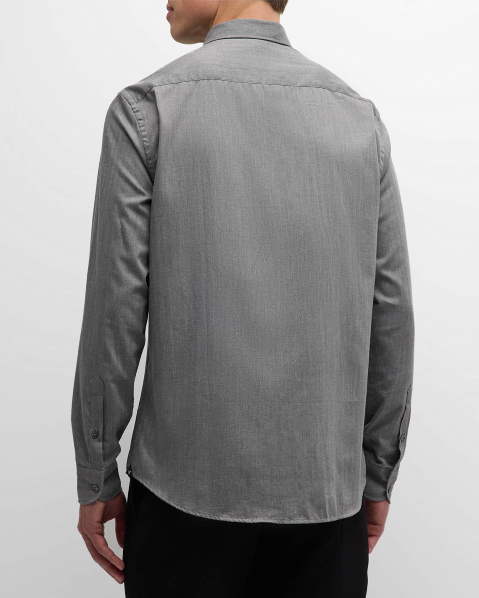 Emporio Armani Men s Herringbone Button Up Shirt Grey Chevron Size Medium