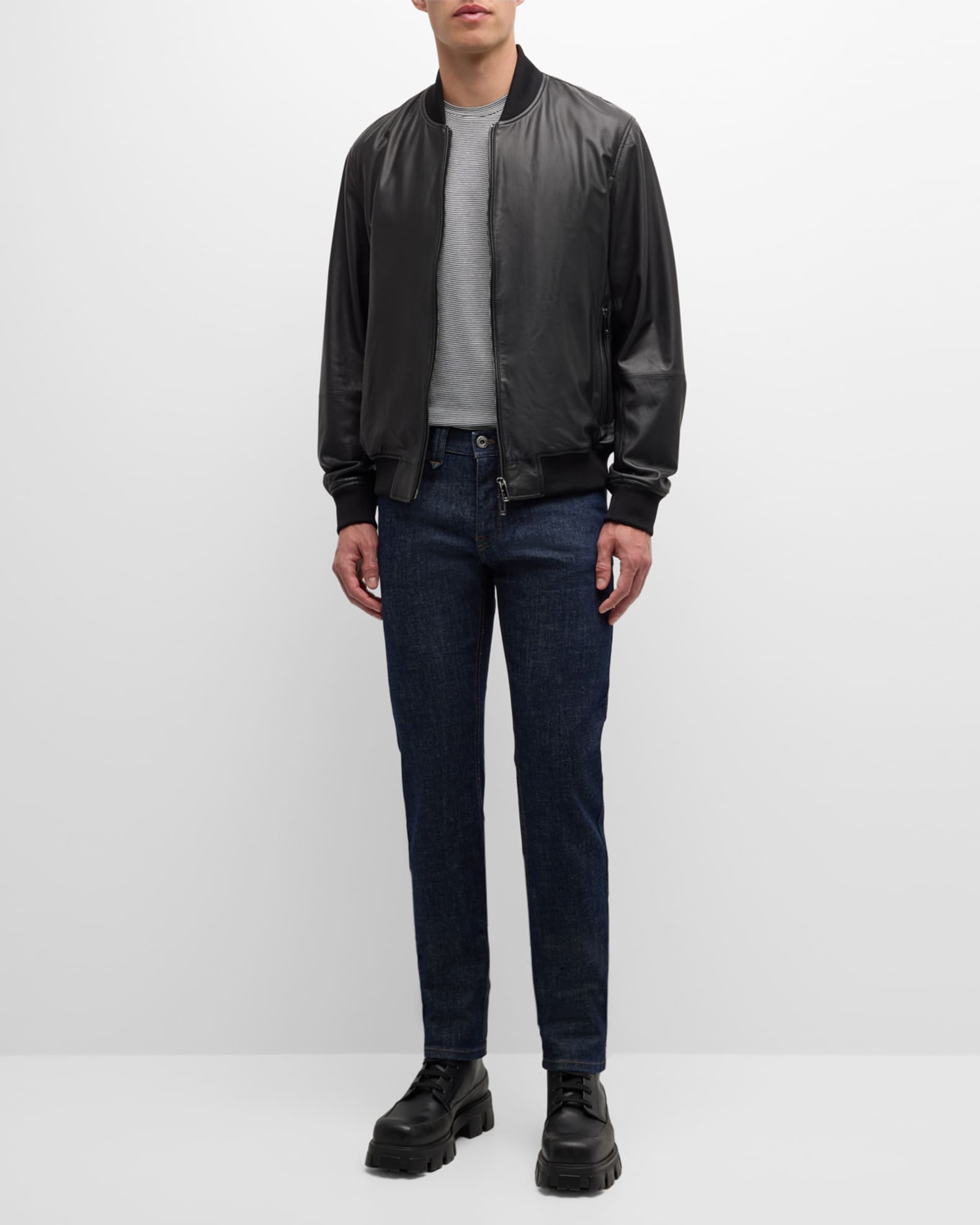 Men s Leather Bomber Jacket