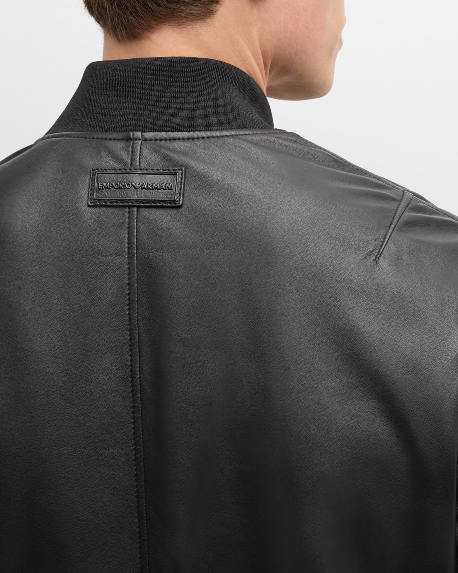 Armani leather bomber jacket mens best sale