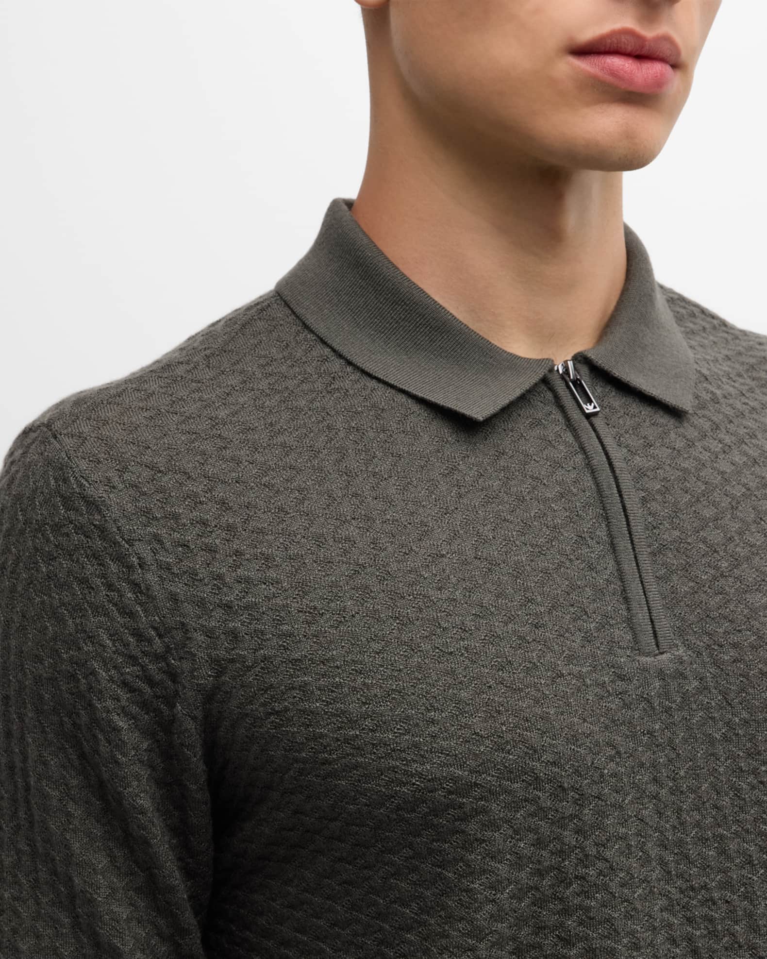 Emporio Armani Knitted Polo Shirt - Vertical Grey - 3D1MXM-1MPGZ