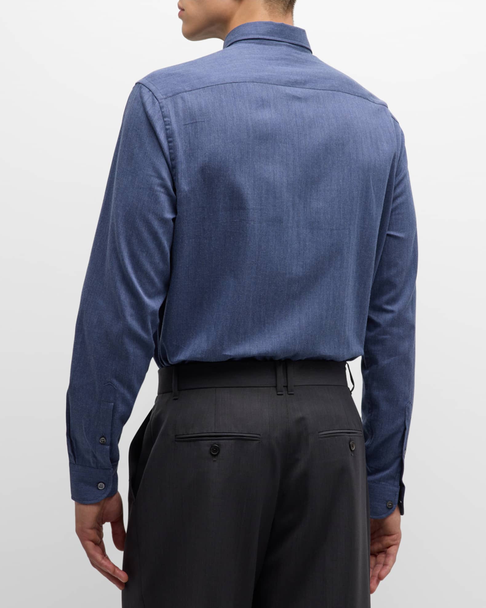 Men's Cotton Micro-Chevron Sport Shirt