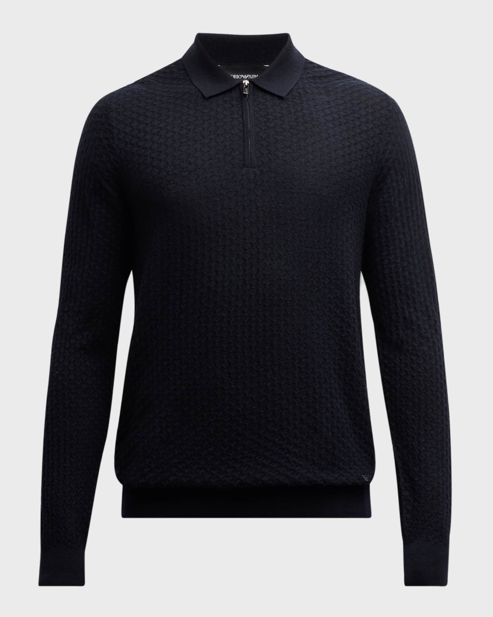 Emporio Armani Knitted Tops 100 Virgin Wool Navy Blue Size XXL