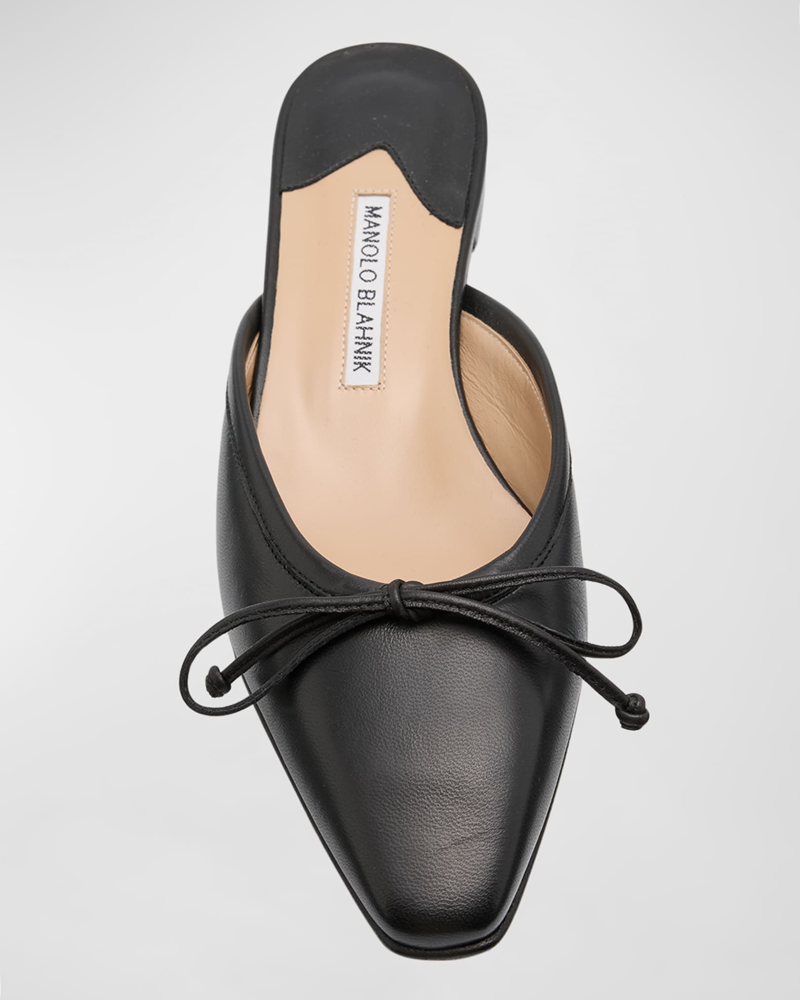 Manolo Blahnik Lambskin Bow Ballerina Mules | Neiman Marcus