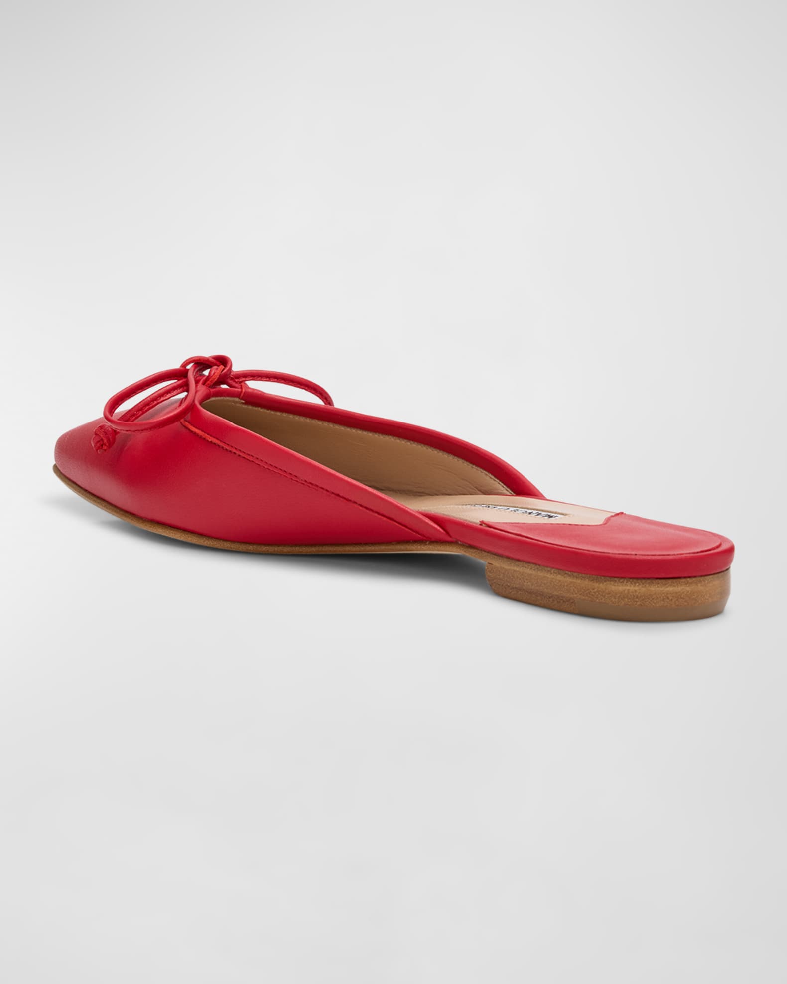 MANOLO BLAHNIK 36 BALERINU ミュール MANOLO BLAHNIK Ballerimu bow-detailed leather-trimmed satin