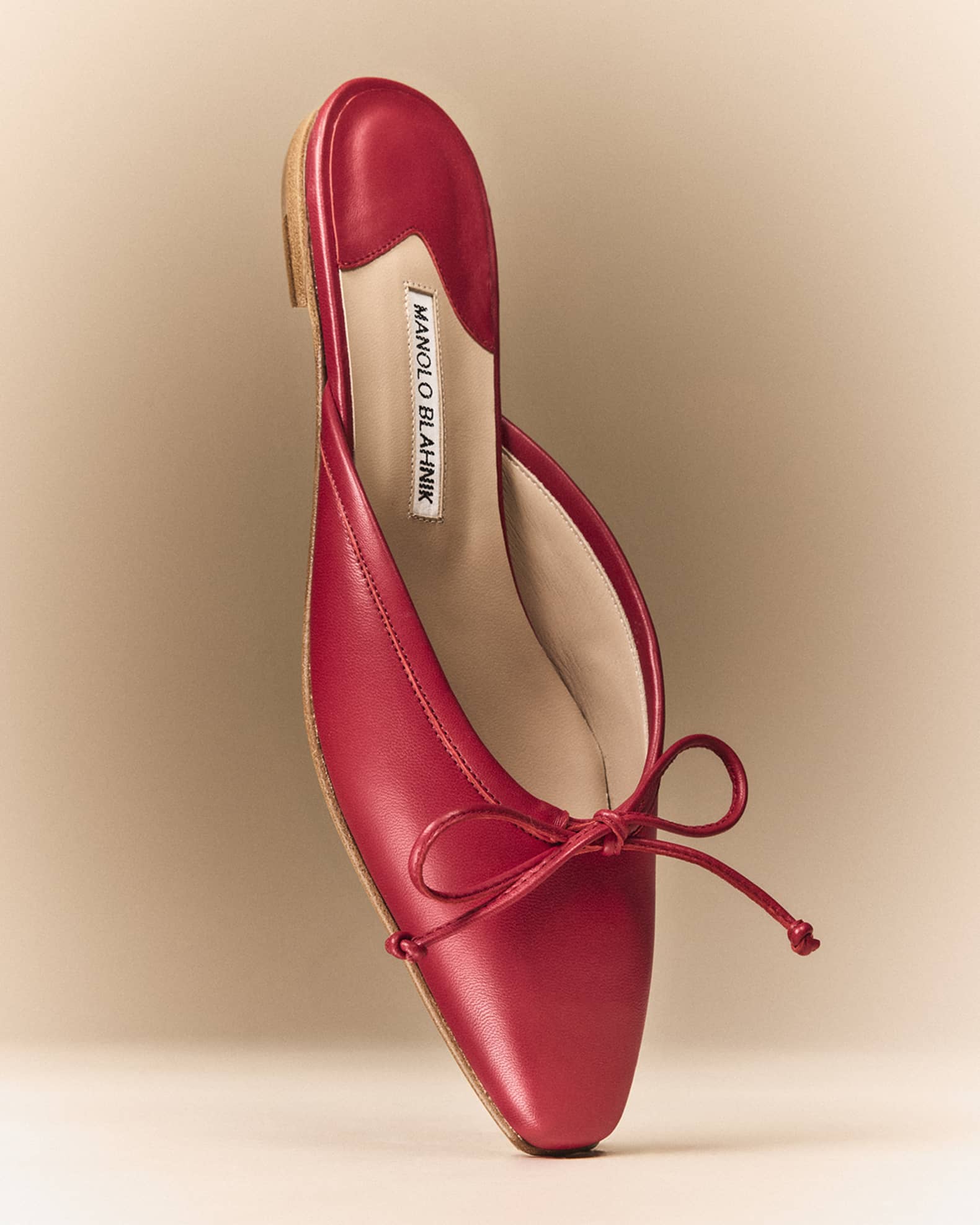 Manolo Blahnik Lambskin Bow Ballerina Mules Neiman Marcus