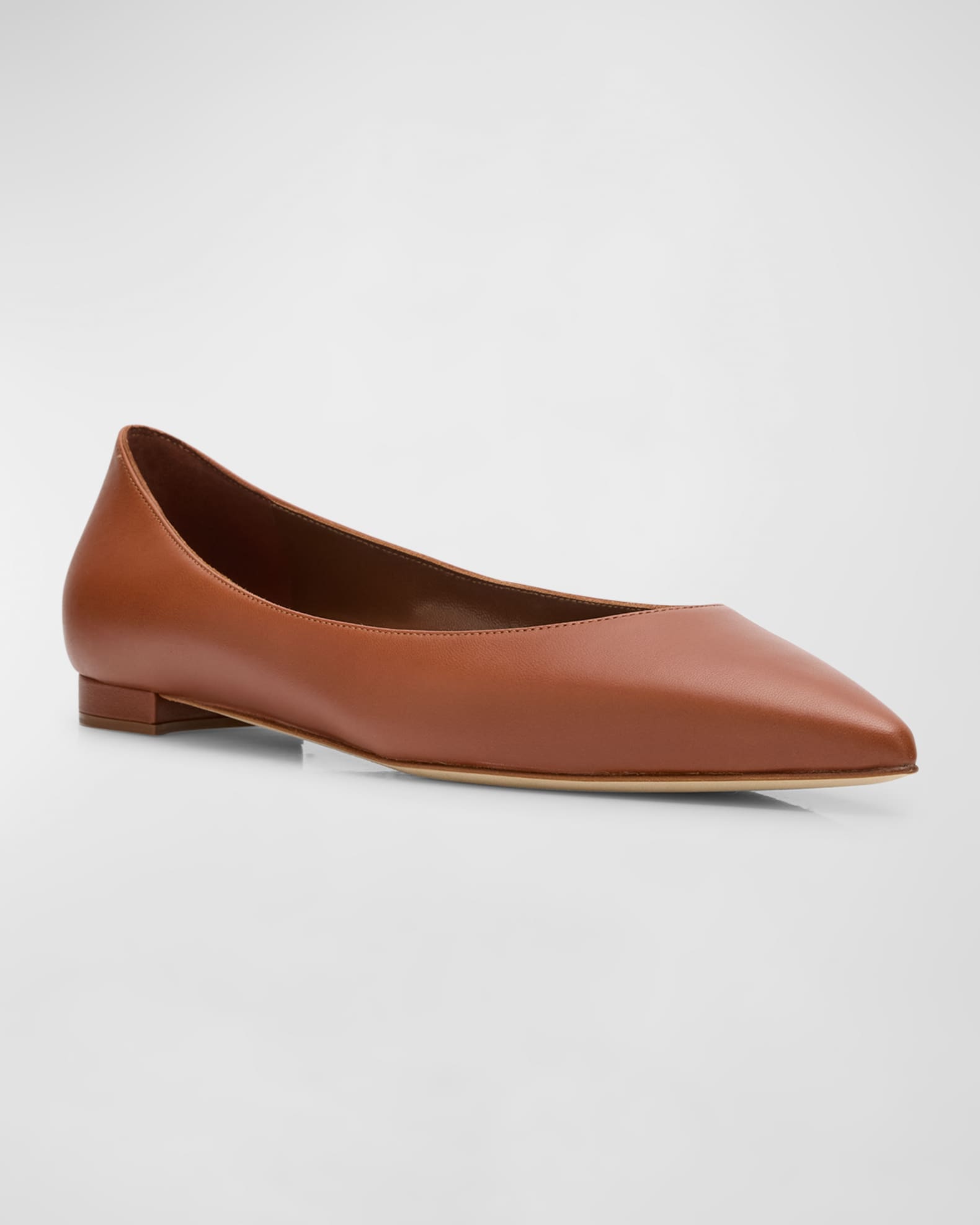 Manolo Blahnik Gala Lambskin Point-Toe Ballerina Flats | Neiman Marcus