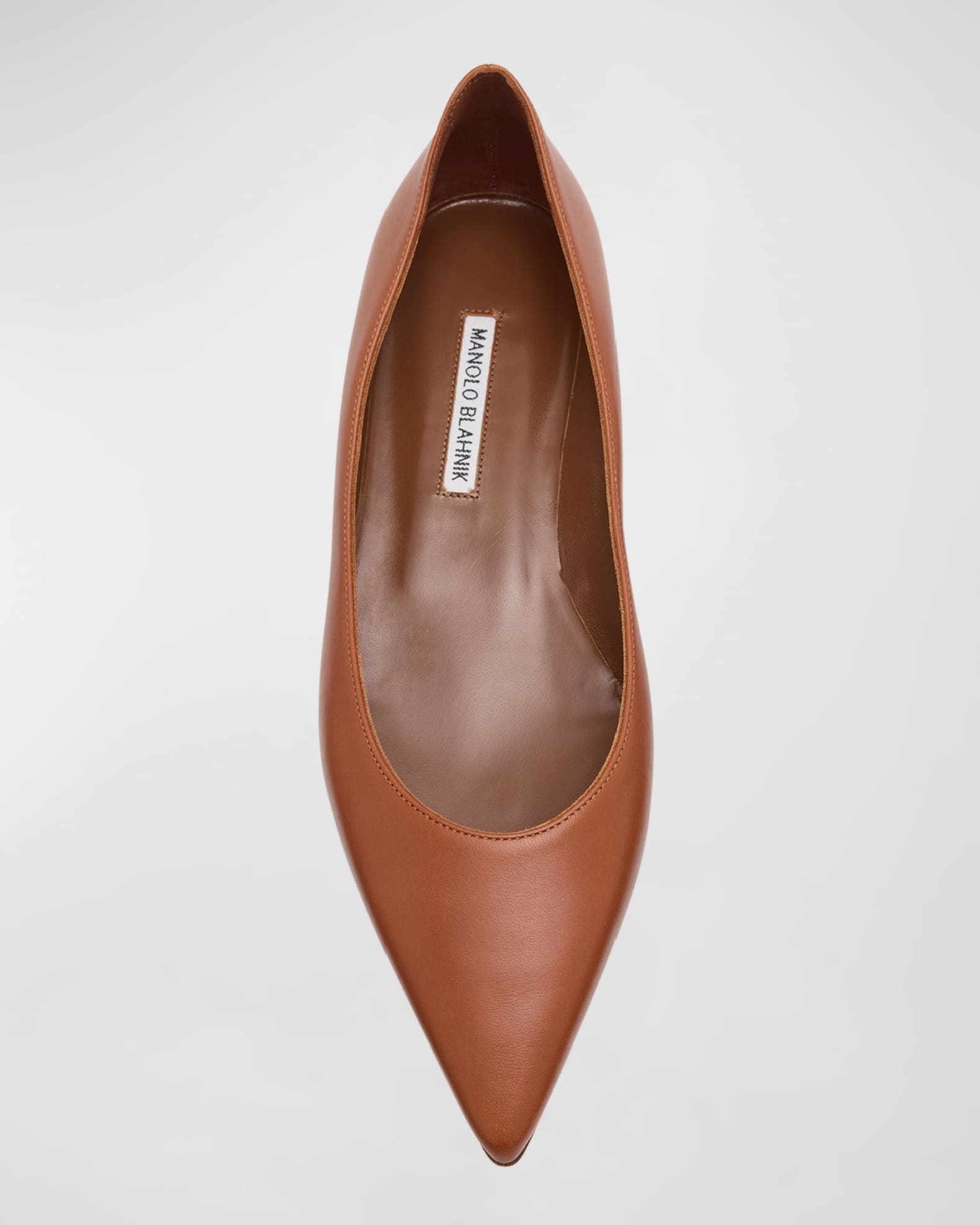 Manolo Blahnik Gala Lambskin Point-Toe Ballerina Flats | Neiman Marcus