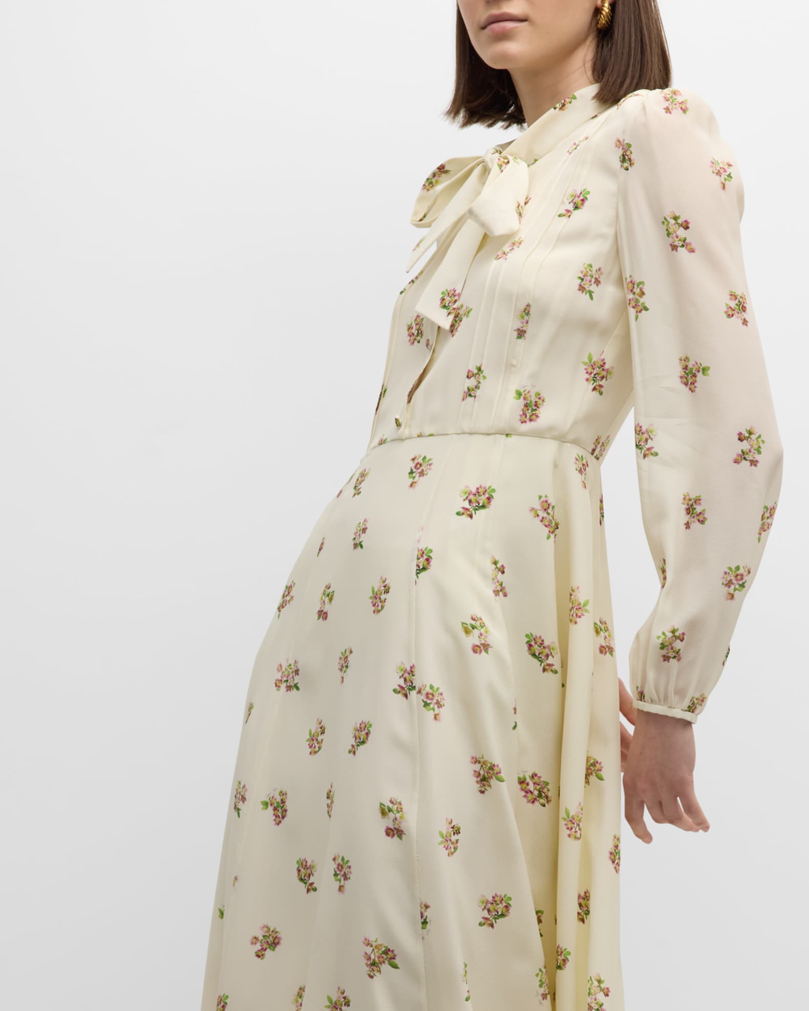 Adam Lippes Alison Floral Crepe De Chine Long Sleeve Maxi Dress Neiman Marcus
