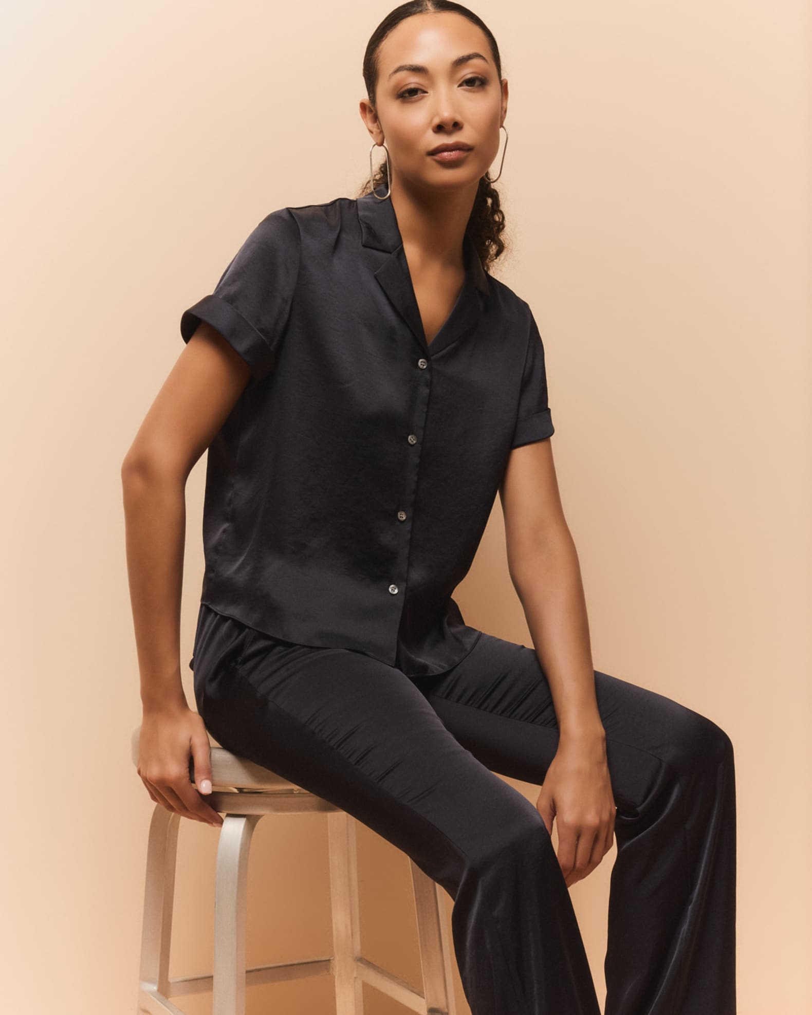 Theory CRUSHED SATIN サテンブラウス Crushed Satin Collection | Neiman Marcus