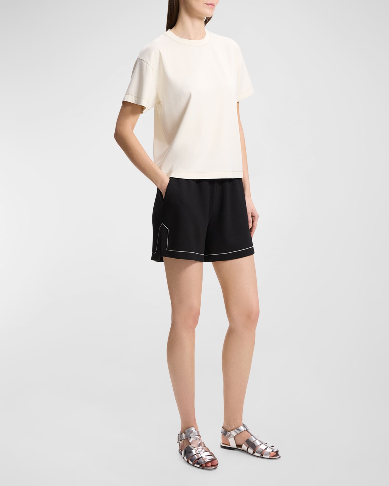 Short-Sleeve Stitched Crewneck T-Shirt 1