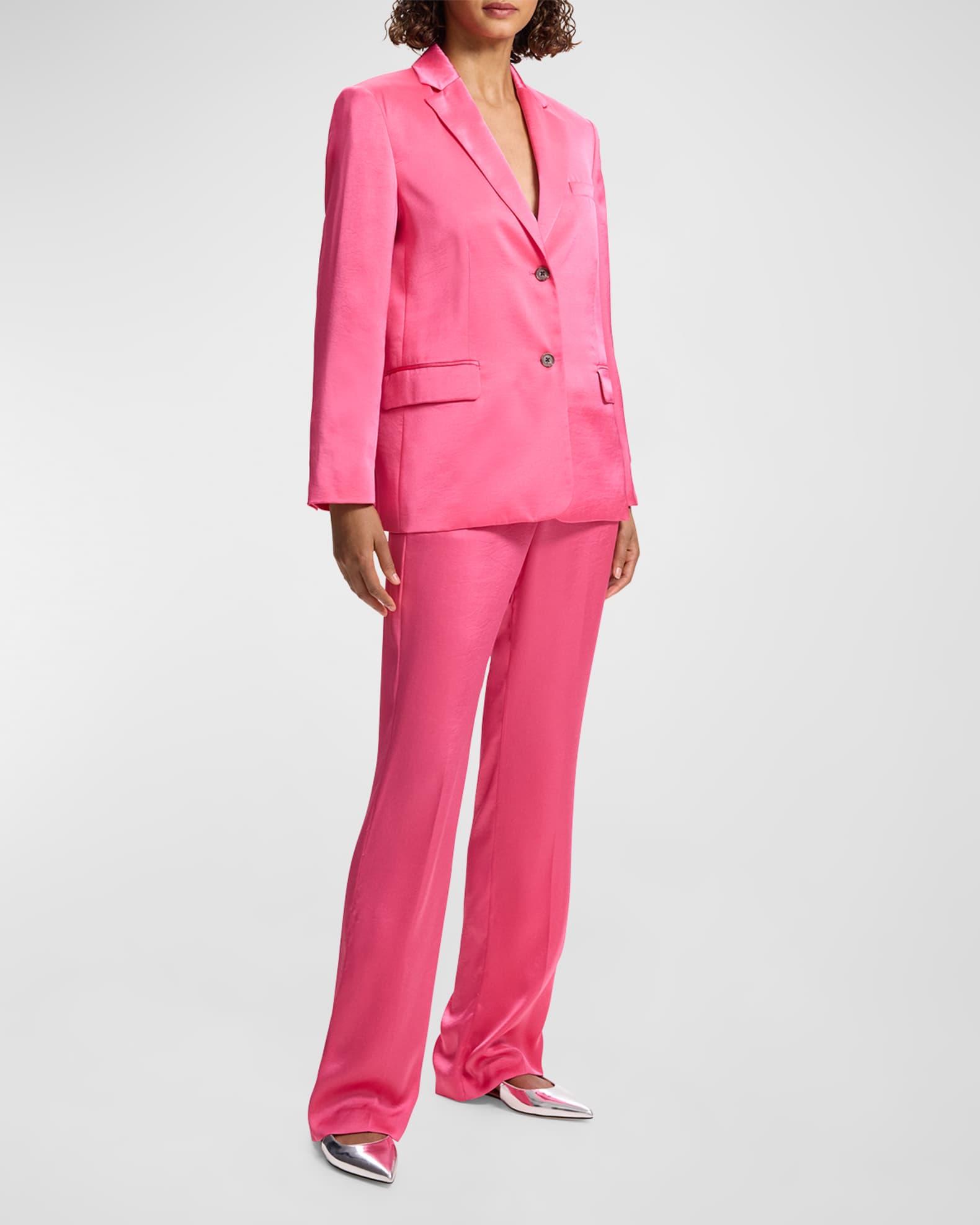 Crushed Satin Two Button Blazer