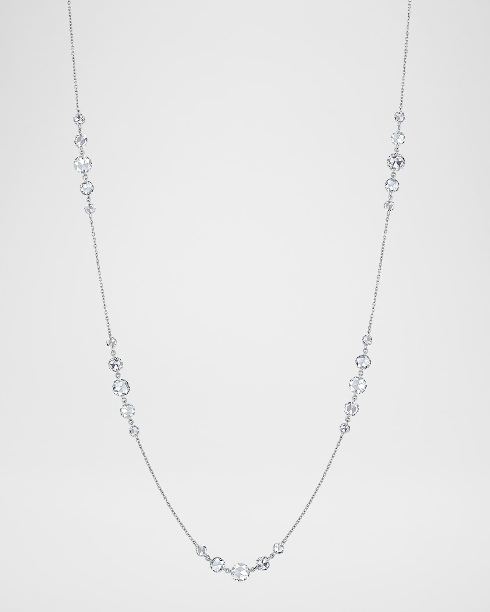 18K White Gold Ethereal Diamond Station Necklace, 3.70tcw 0
