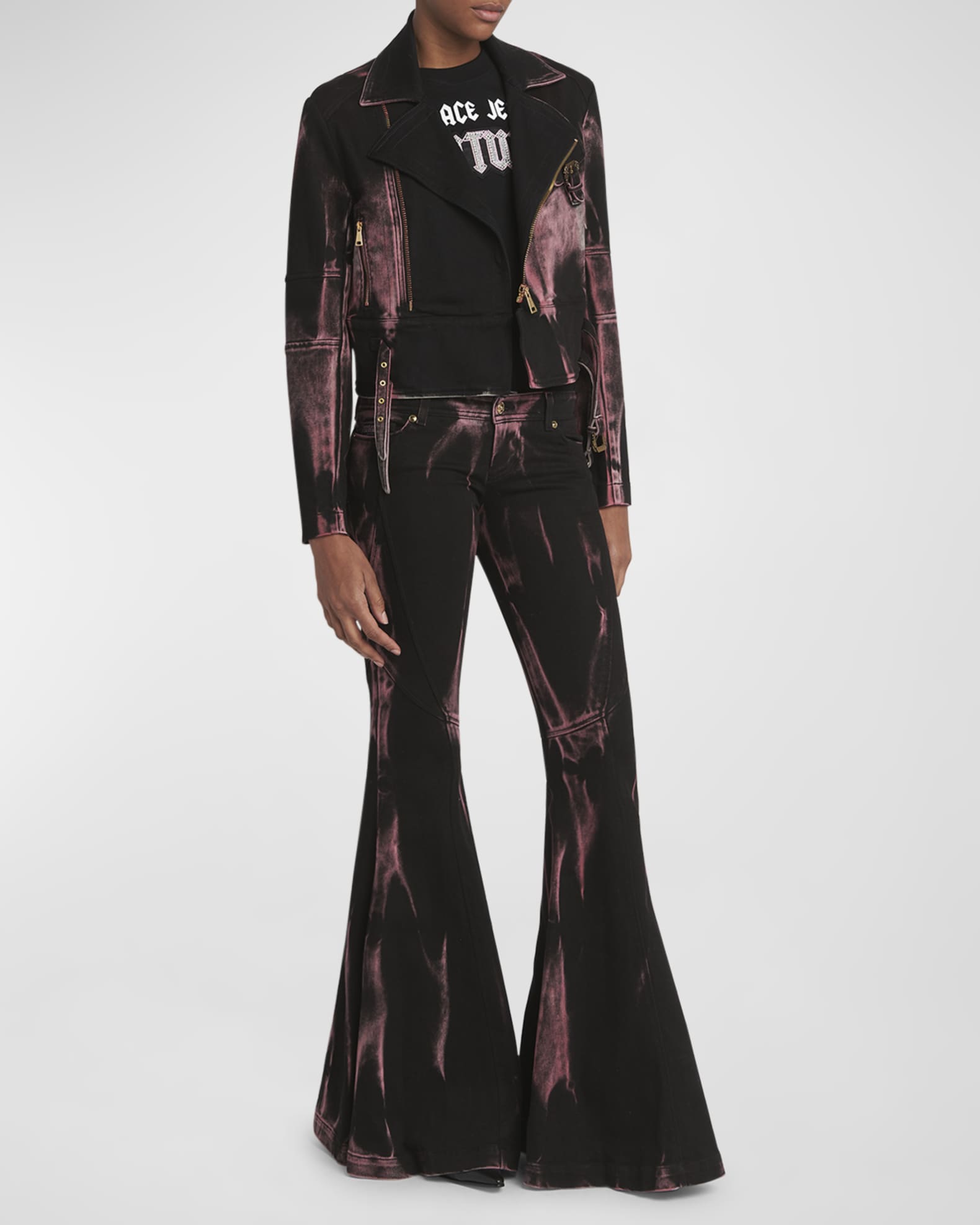 Versace Jeans Couture Women s Tie Dye Moto Jacket