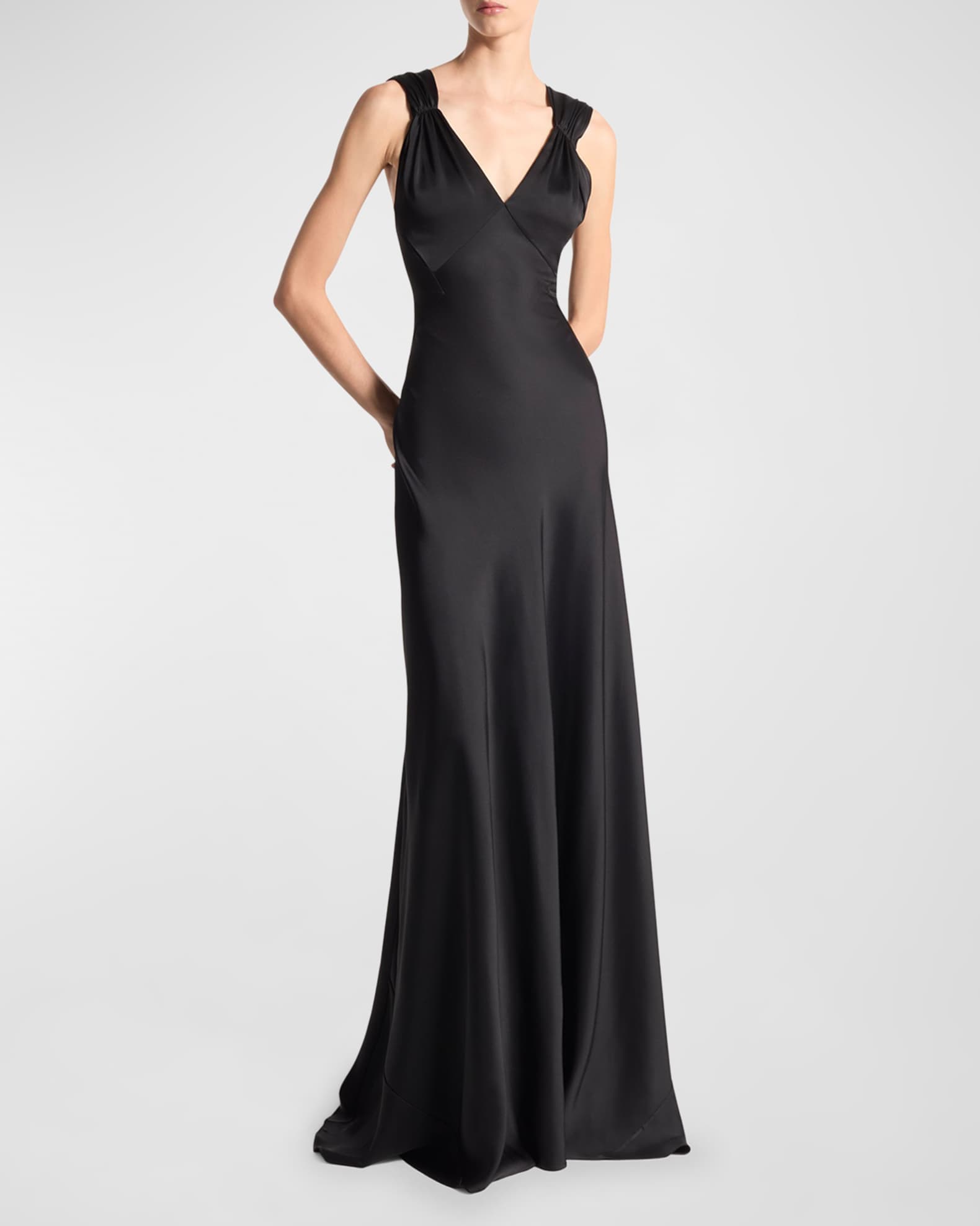 Michael Kors Bias Cut Satin Charmeuse Gown Black