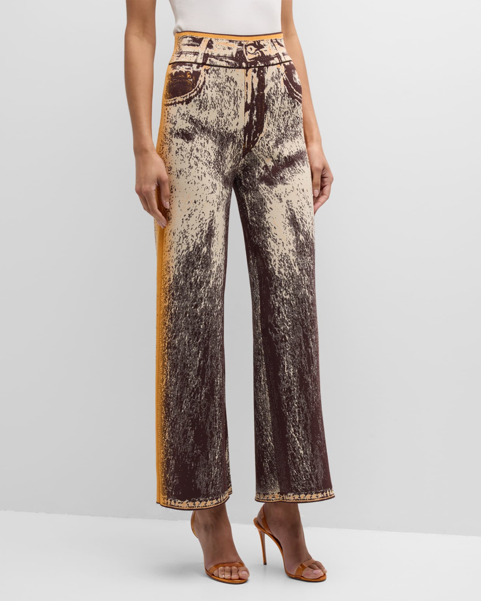 Zahra Faux Denim Wide Leg Pants