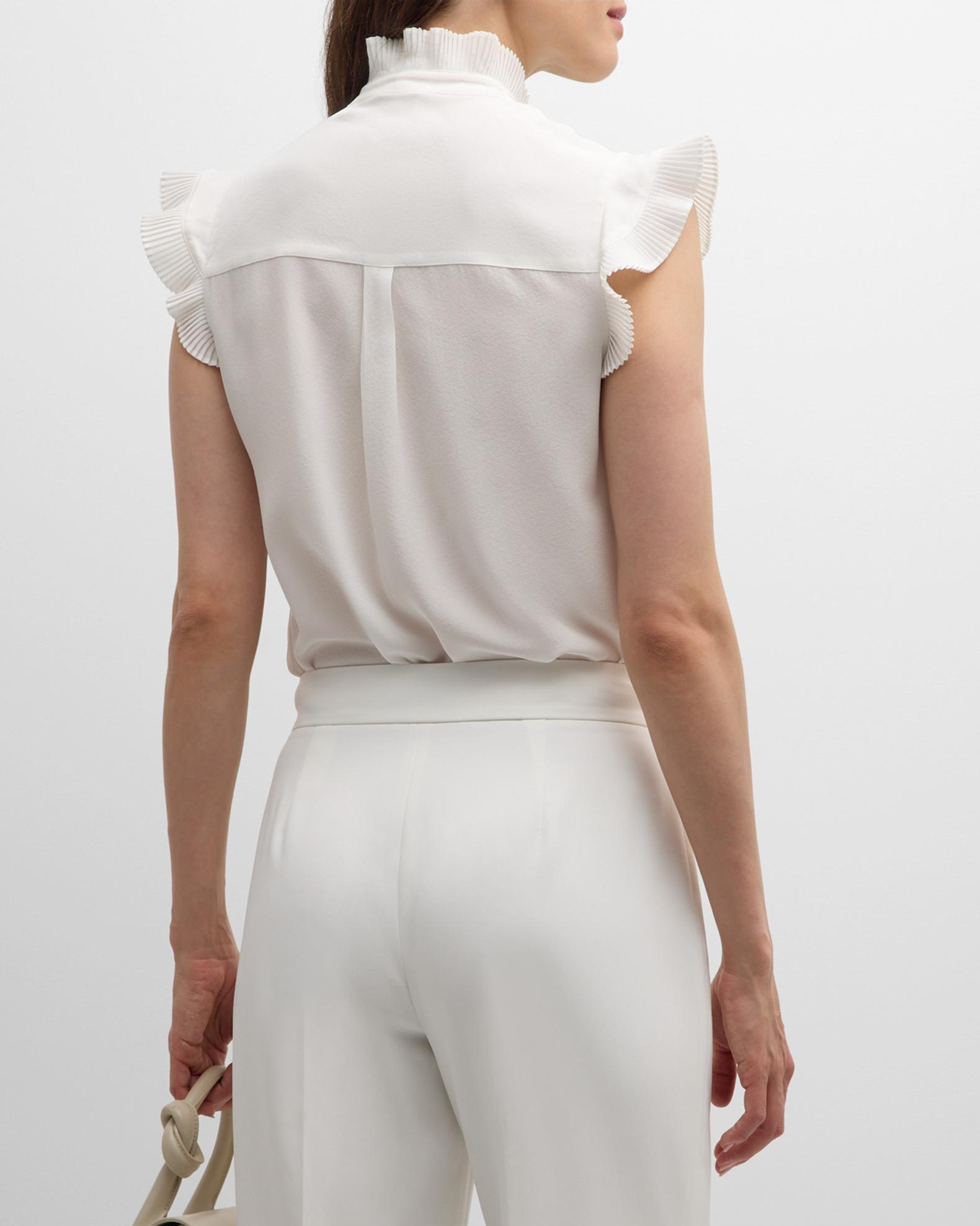 Elie Tahari The Chloe Ruffle-Trim Silk Blouse | Neiman Marcus