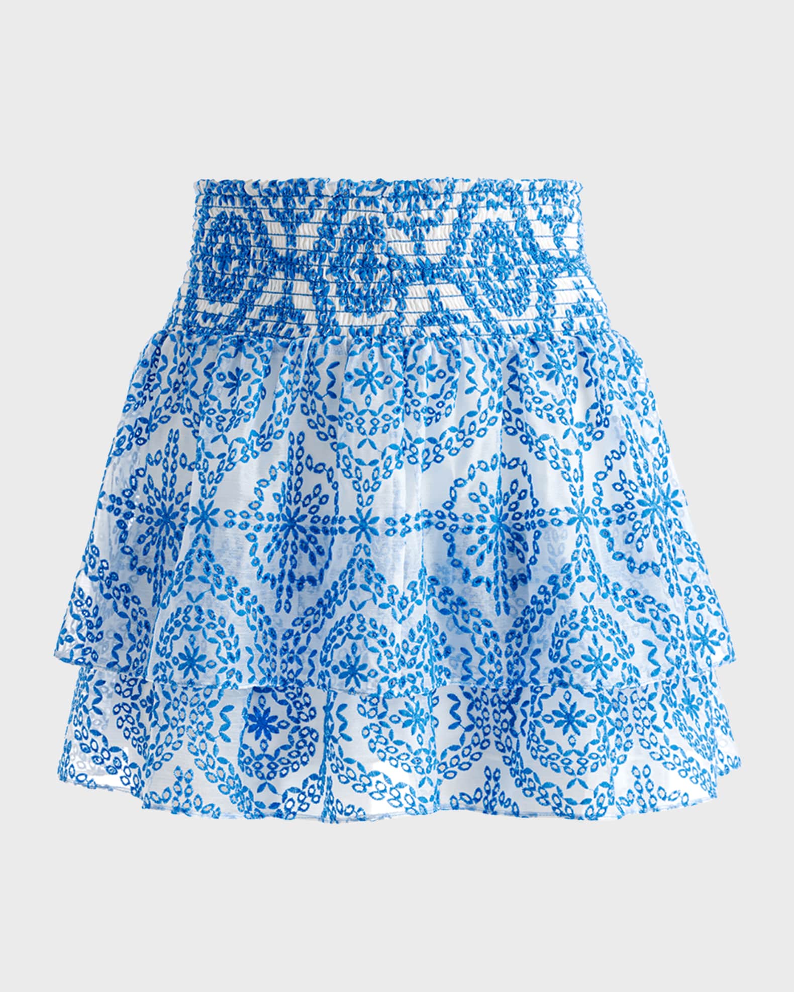 Alice + Olivia Bethie Embroidered Ruffle Mini Skirt