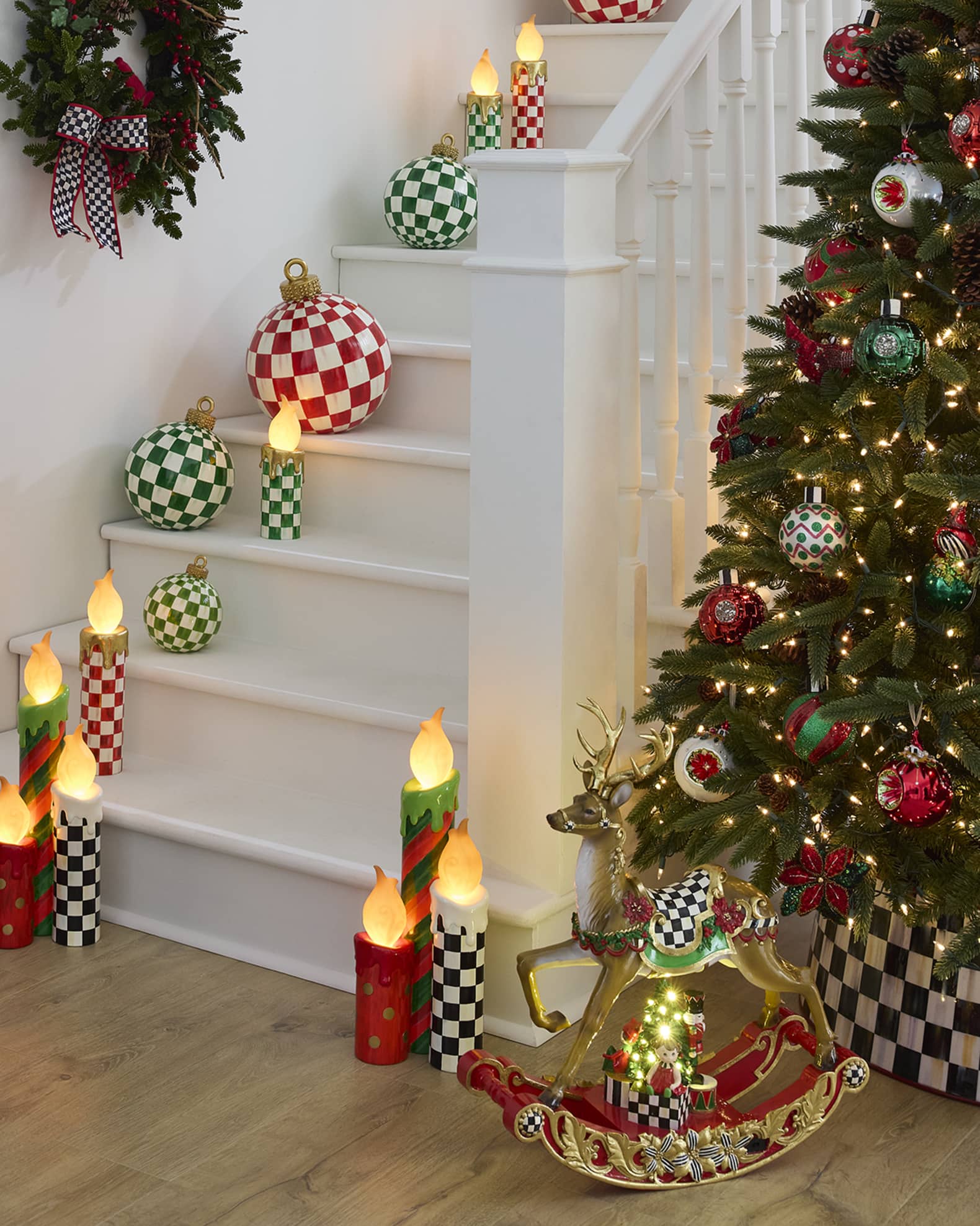 Check Tabletop Christmas Ornament Decor Collection | Neiman Marcus