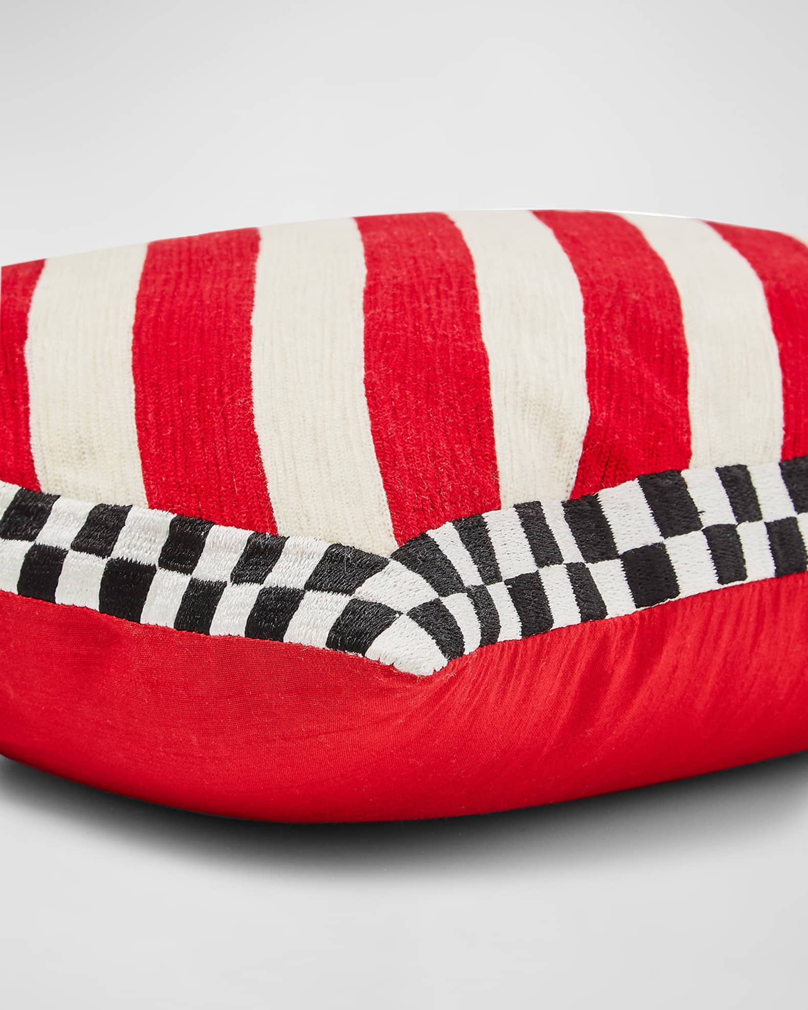 MacKenzieChilds Christmas Candy Stripe & Checks Lumbar Pillow Neiman