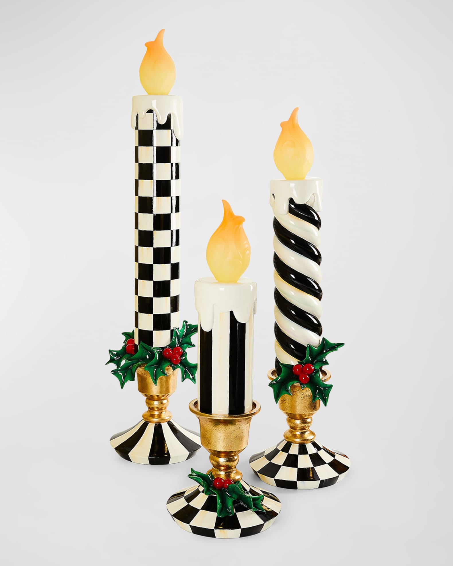 Courtly Stripe Medium Illuminated Trophy Candle 1