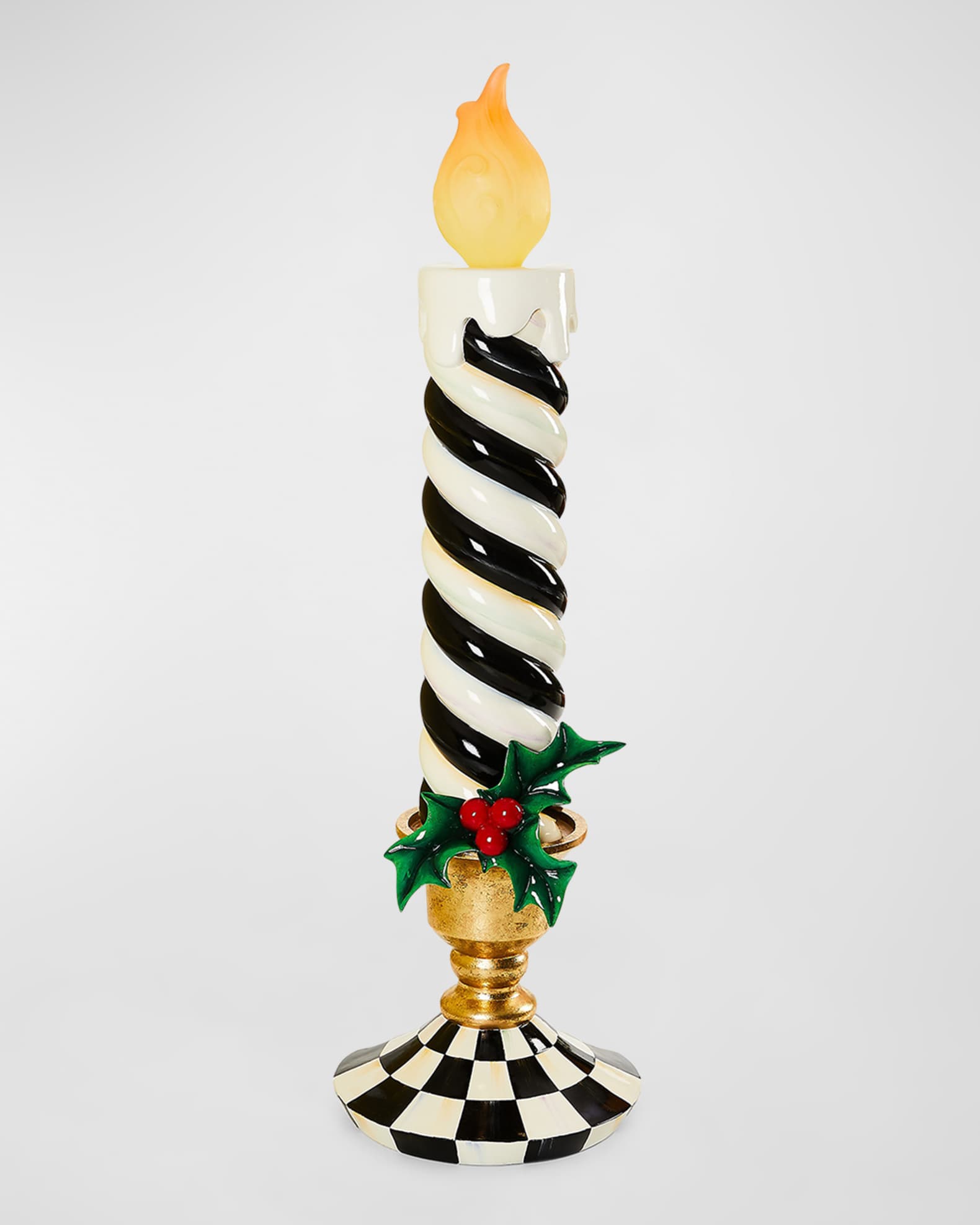 Courtly Stripe Medium Illuminated Trophy Candle 0