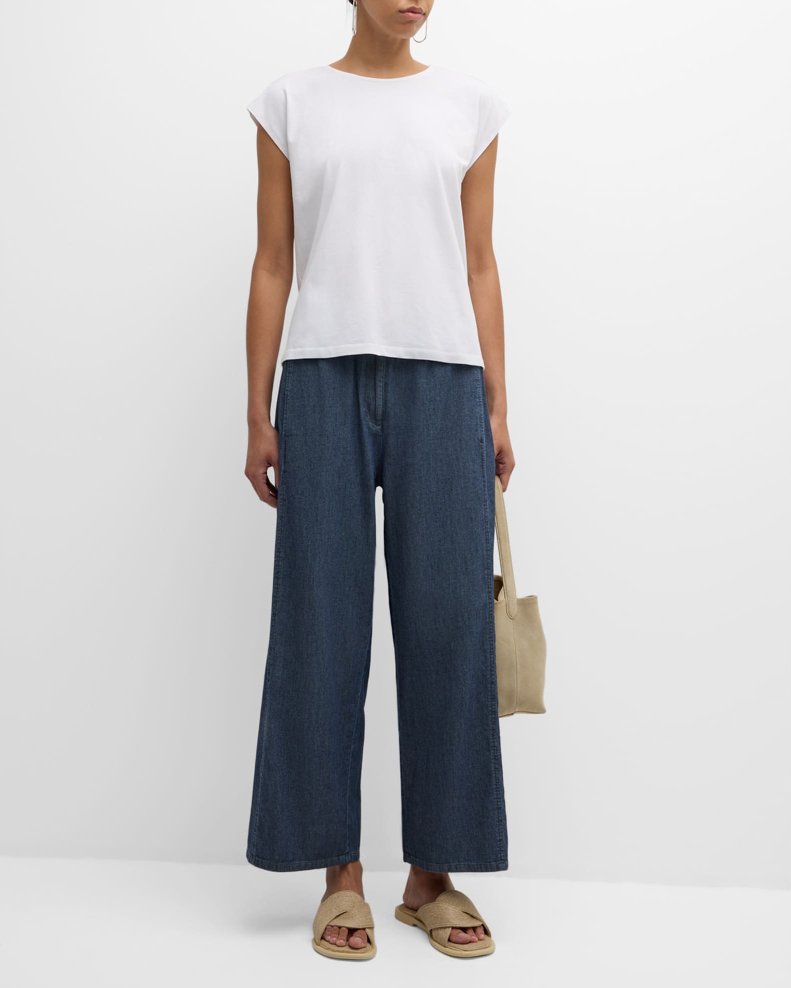 Cap Sleeve Organic Cotton Stretch Jersey Top