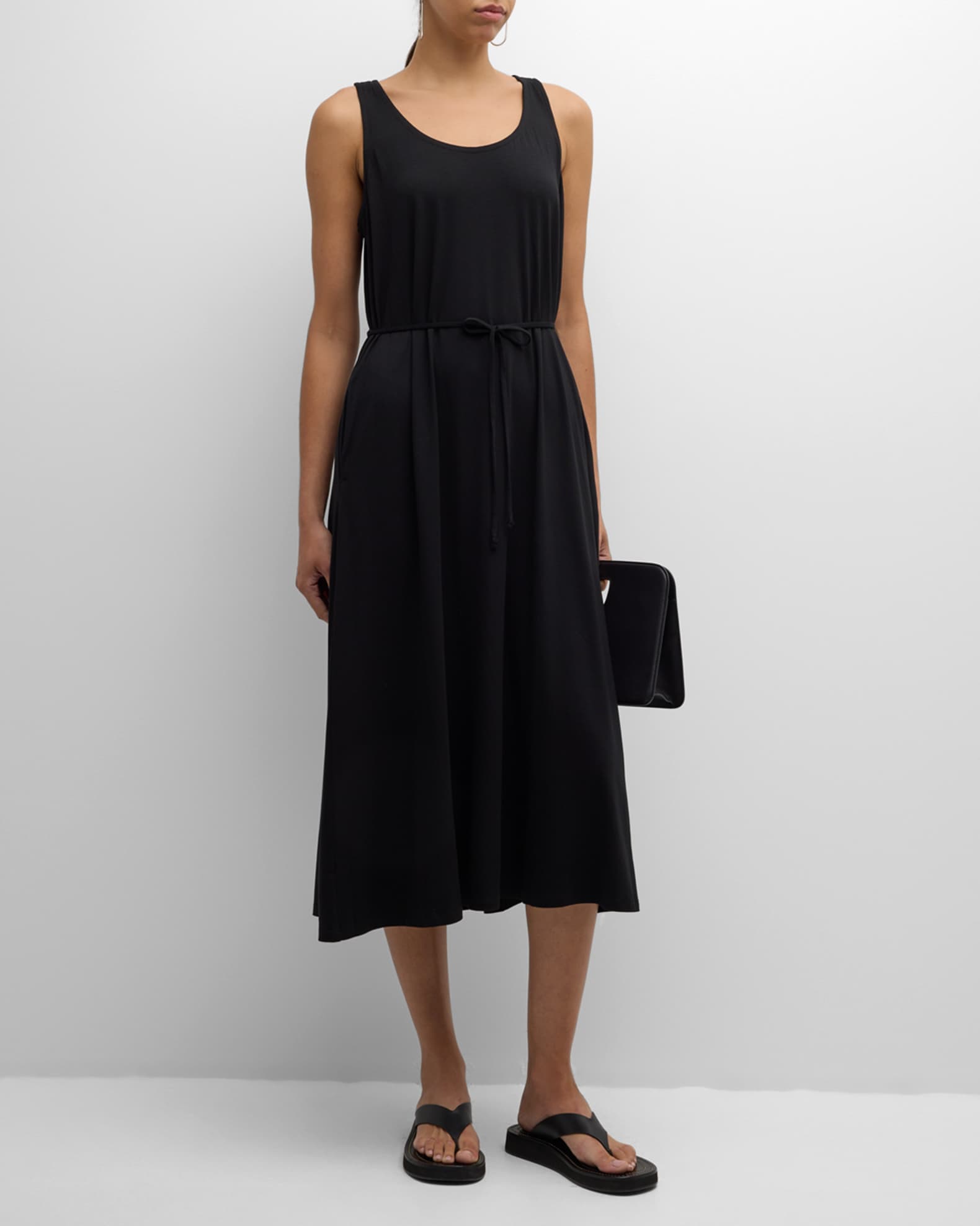 Eileen Fisher Sleeveless Scoop Neck Jersey Midi Dress Neiman Marcus