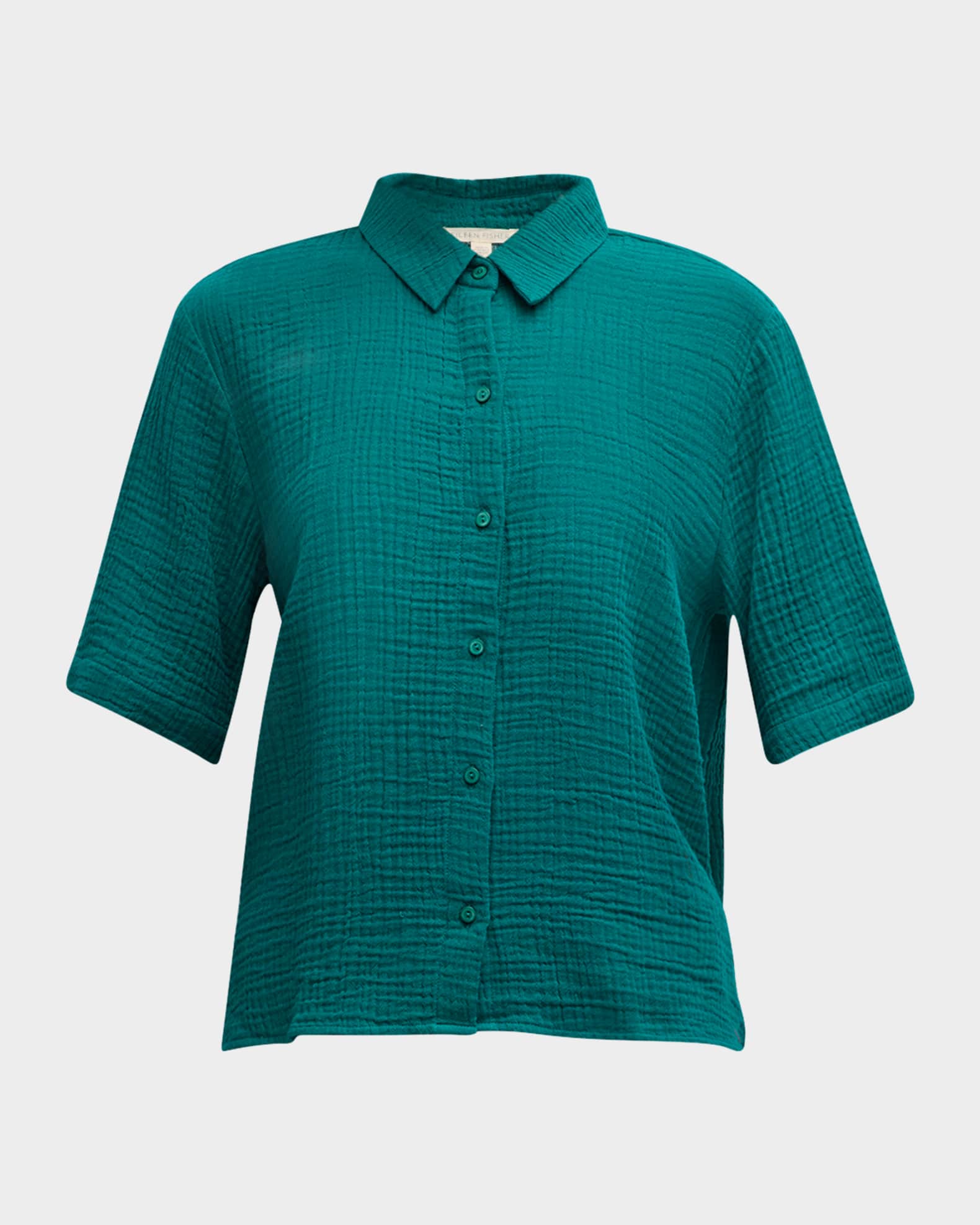 Eileen Fisher Button-Down Organic Cotton Gauze Shirt