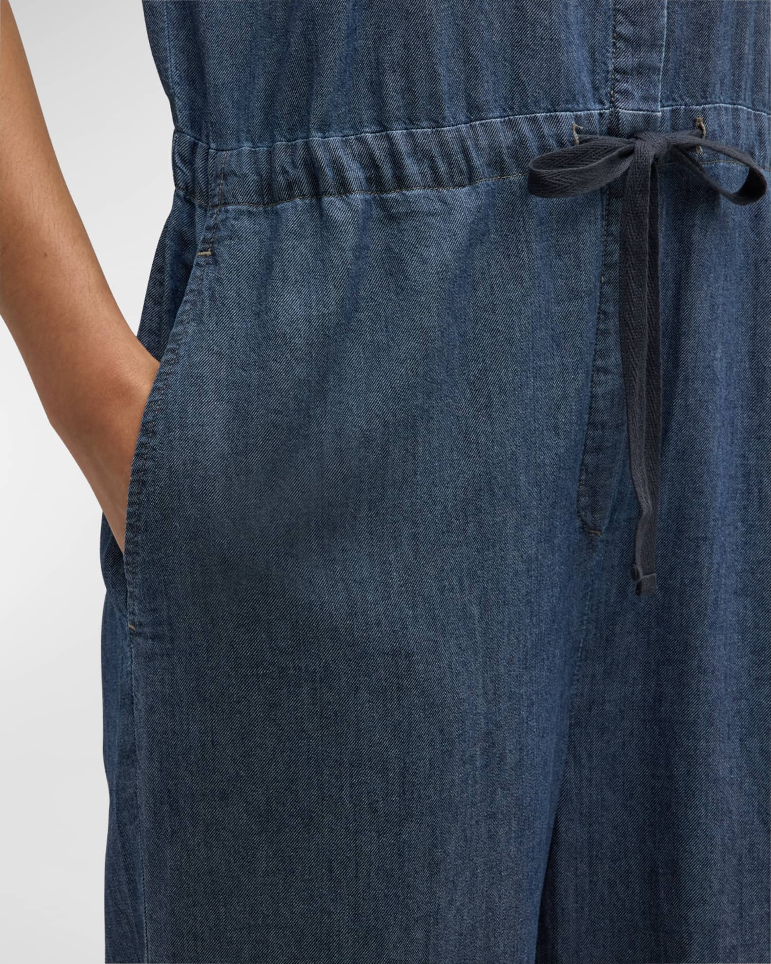 Cropped Organic Cotton Twill Jumpsuit