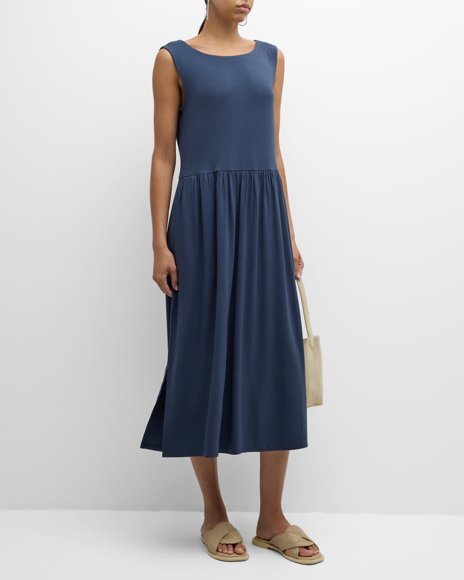 Eileen Fisher Jersey Midi Dress Eileen Fisher Viscose Stretch Jersey Midi  Dress Cerise Size 2XS