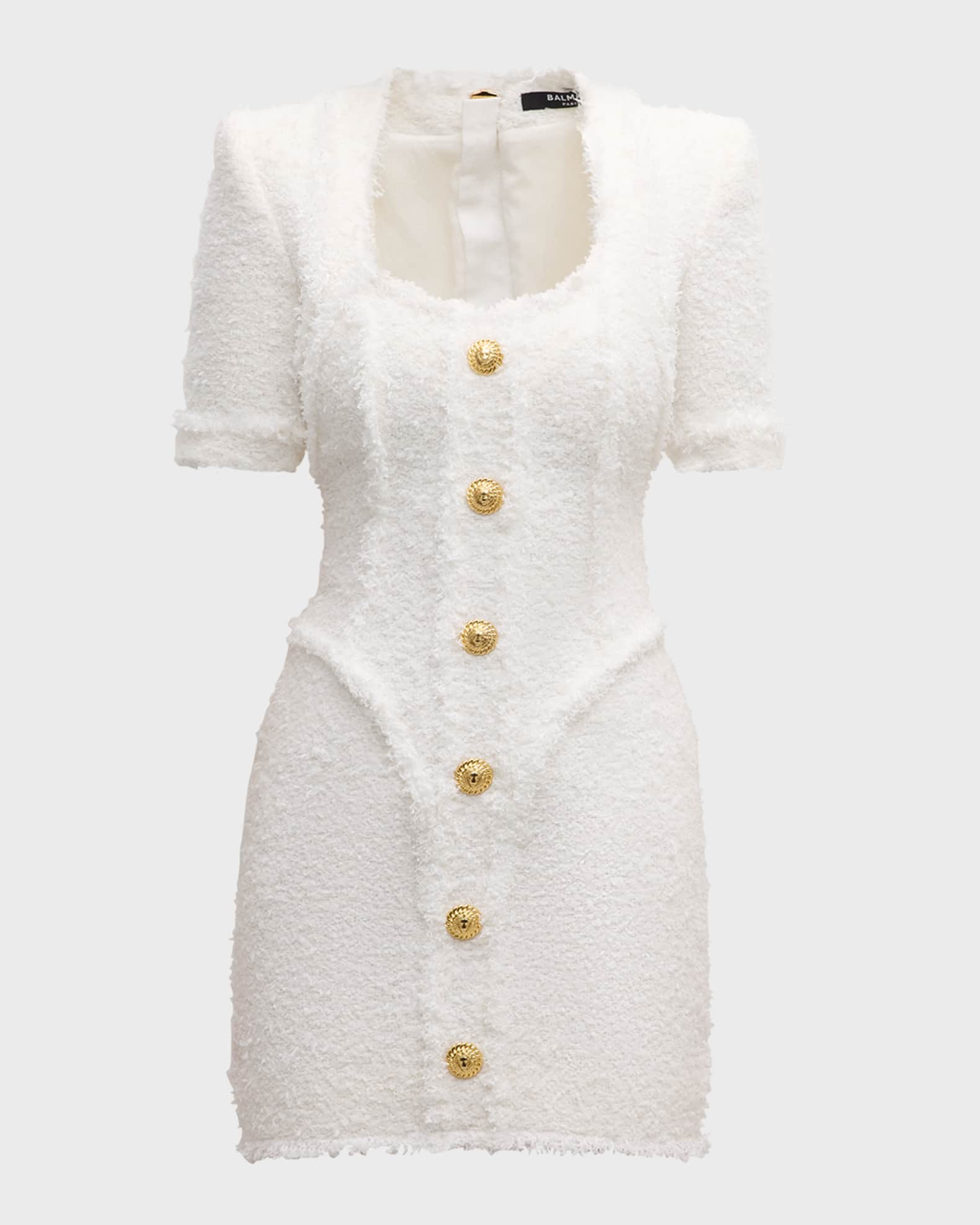 Balmain white tweed dress on sale
