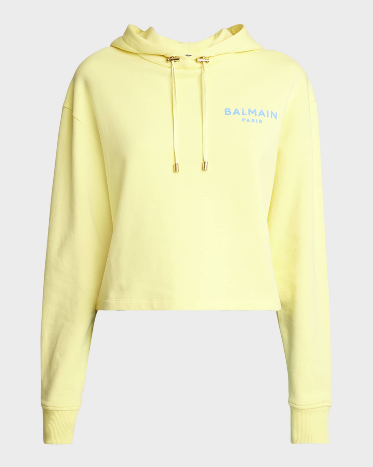 Flocked Logo Cropped Organic Cotton Hoodie