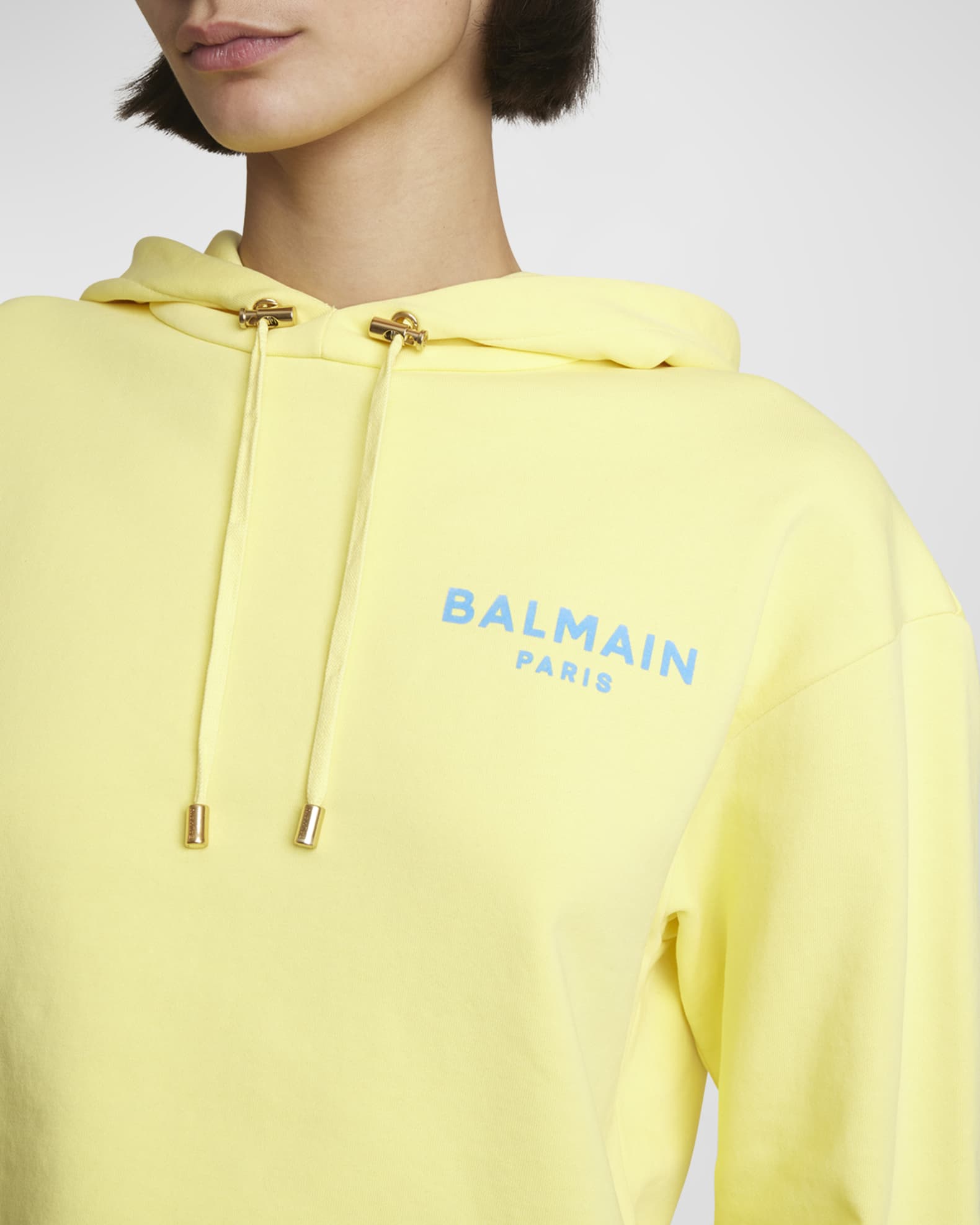 Flocked Logo Cropped Organic Cotton Hoodie