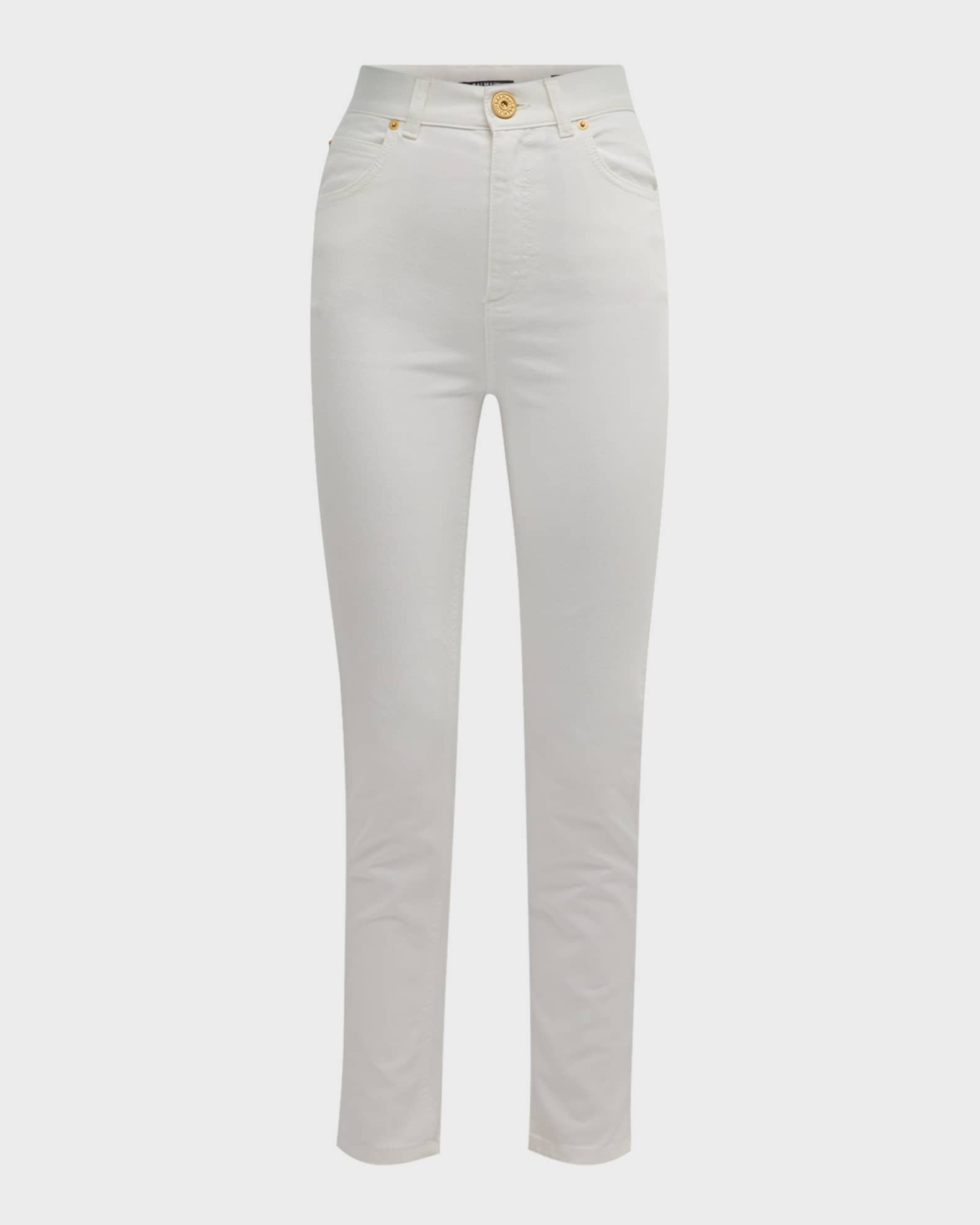 Five-Pocket High-Waist Slim Denim Crop Pants 0