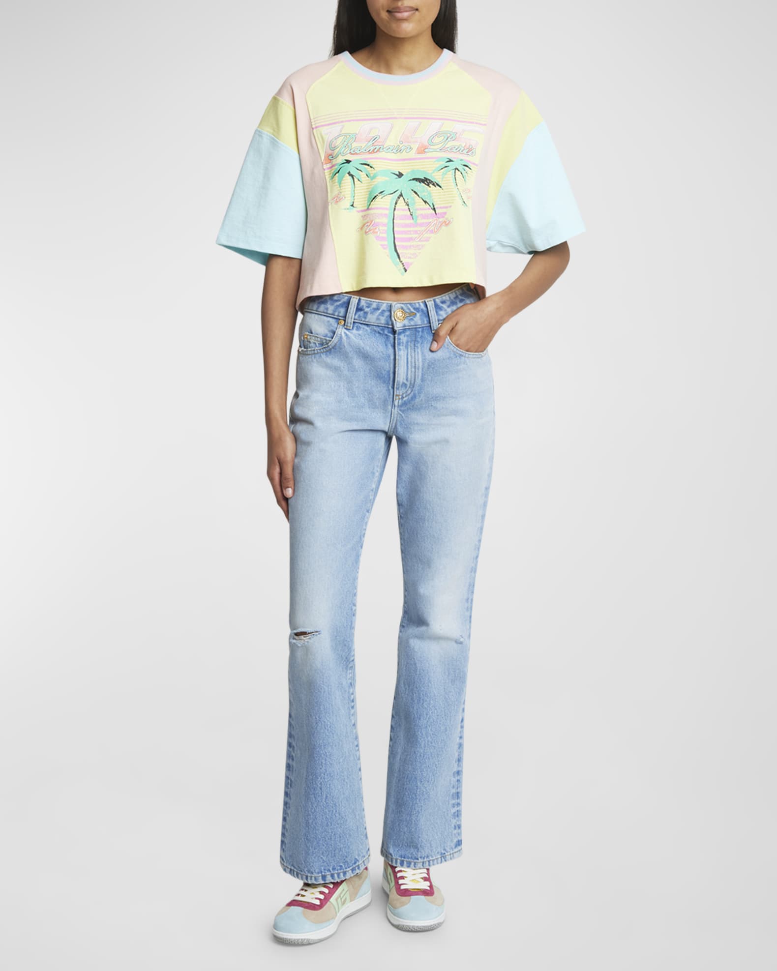 Balmain monogram-print short-sleeve shirt - Blue