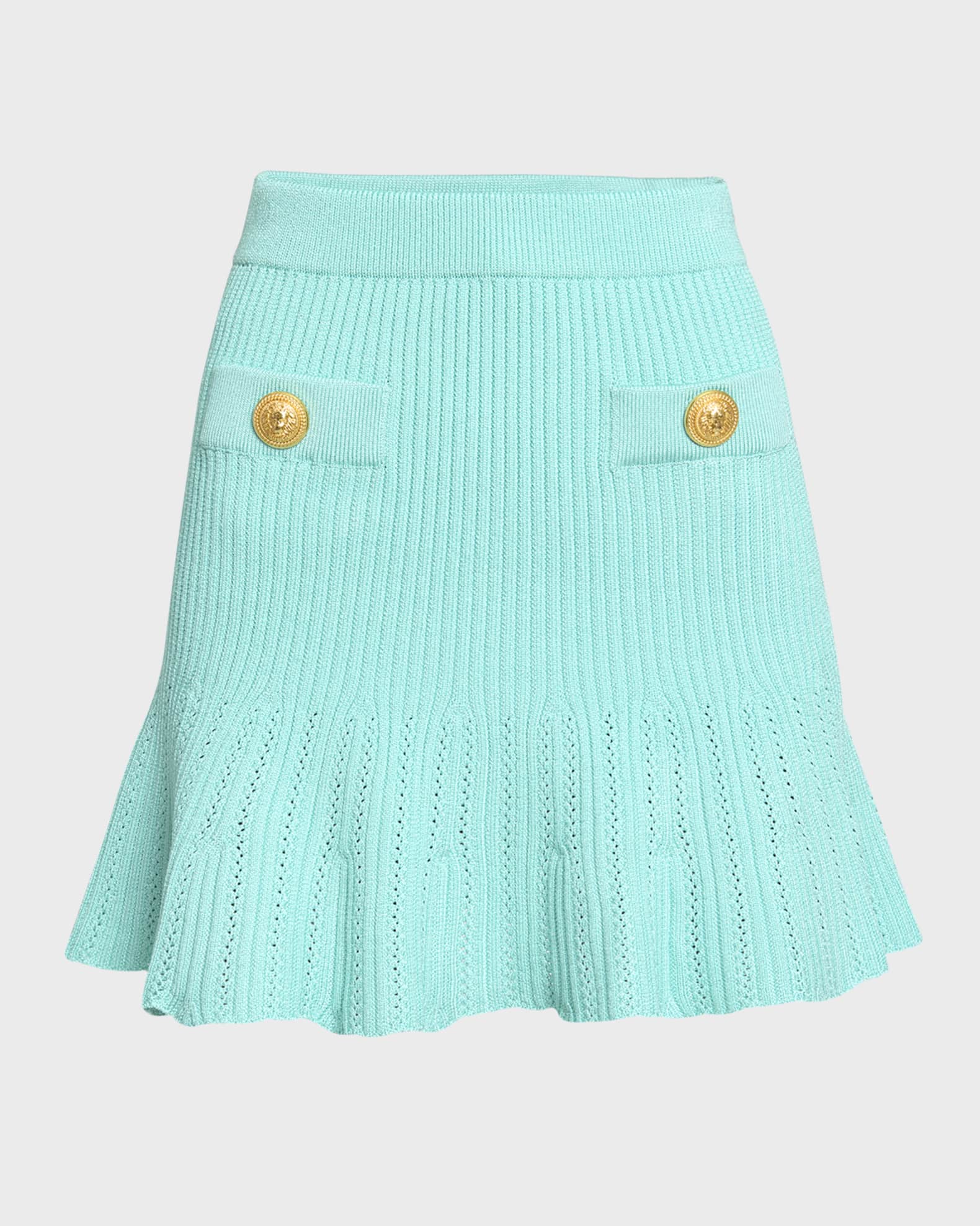Pleated Knit Flare Mini Skirt