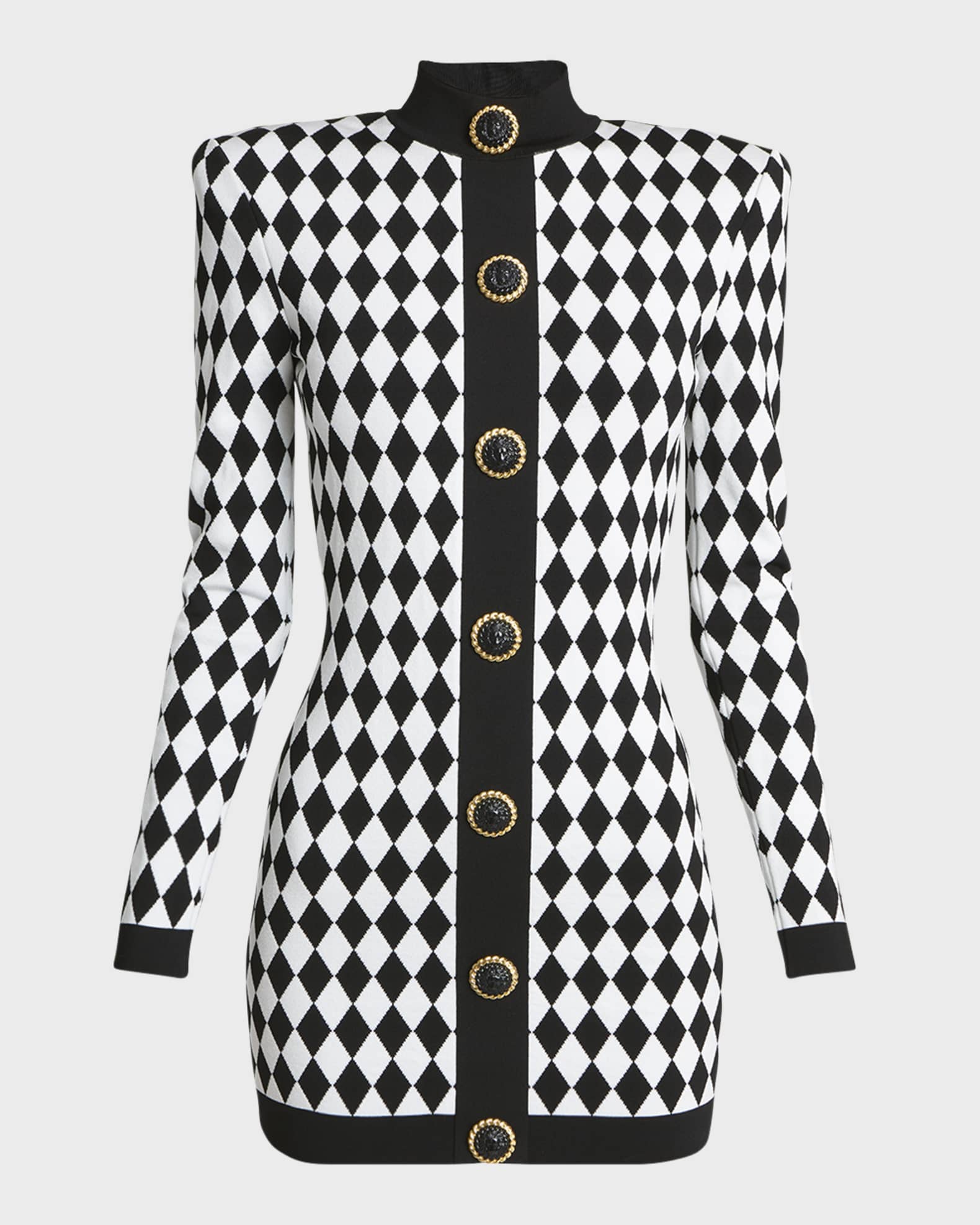 Long Sleeve Diamond Jacquard Bodycon Mini Dress