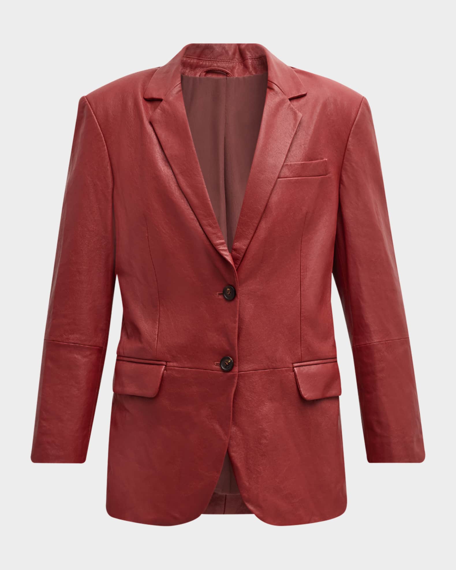 Washed Leather Double Button Jacket 0