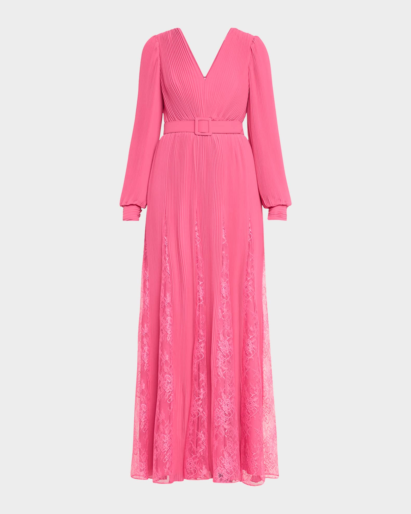 Pleated lace inset gown sale