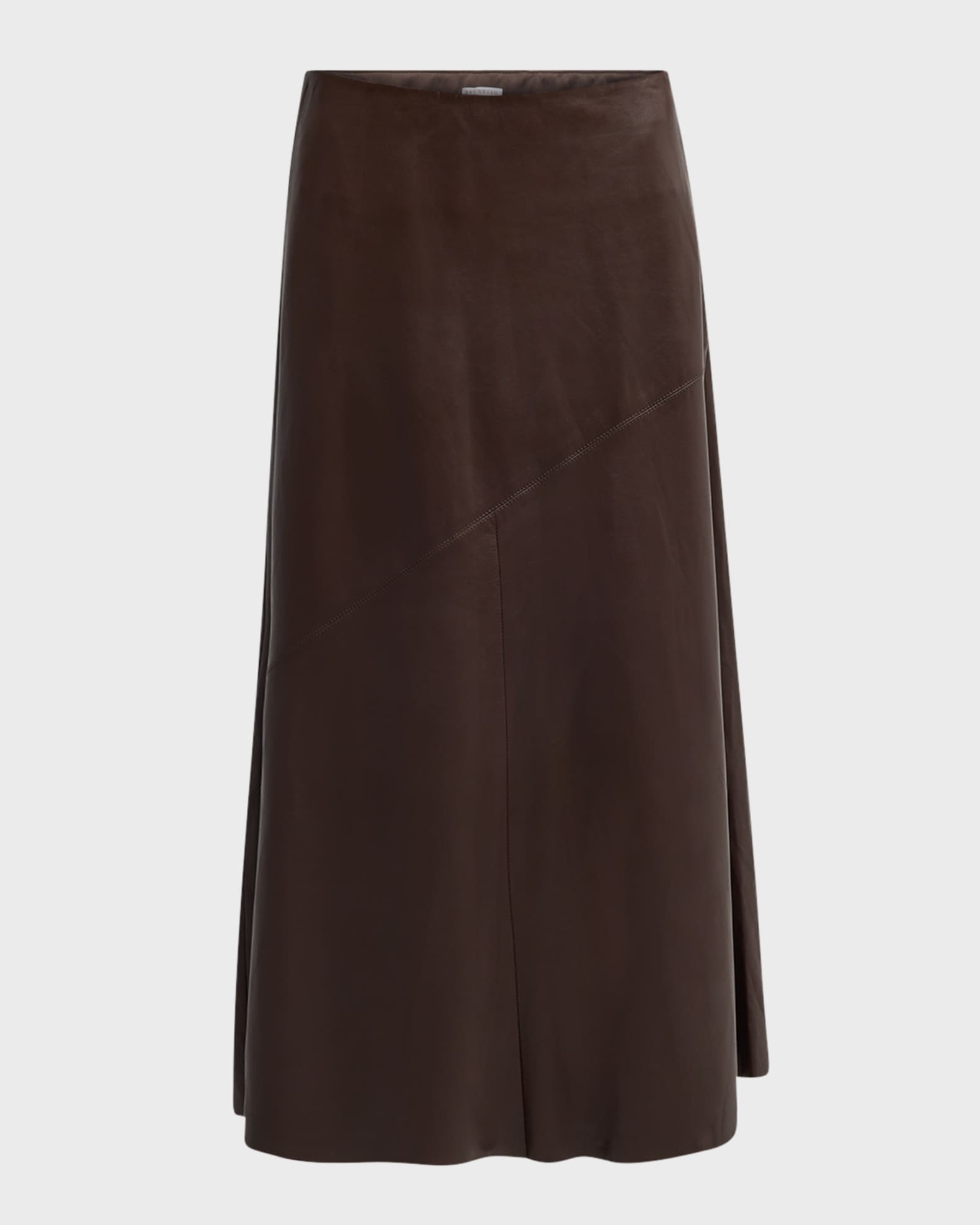 Brunello Cucinelli Glove Leather A-Line Maxi Skirt